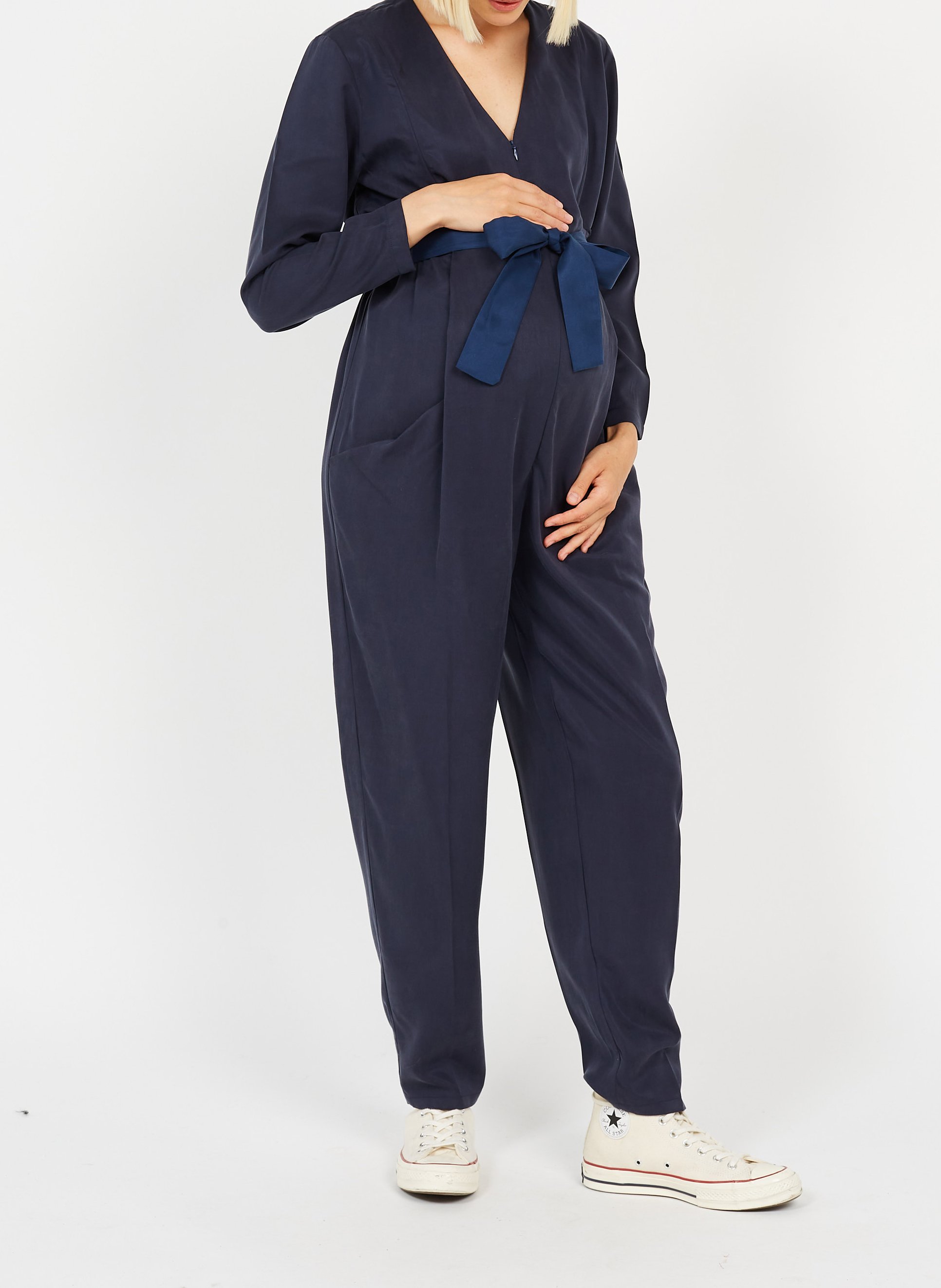 Long-sleeved maternity jumpsuit POLINA Blue