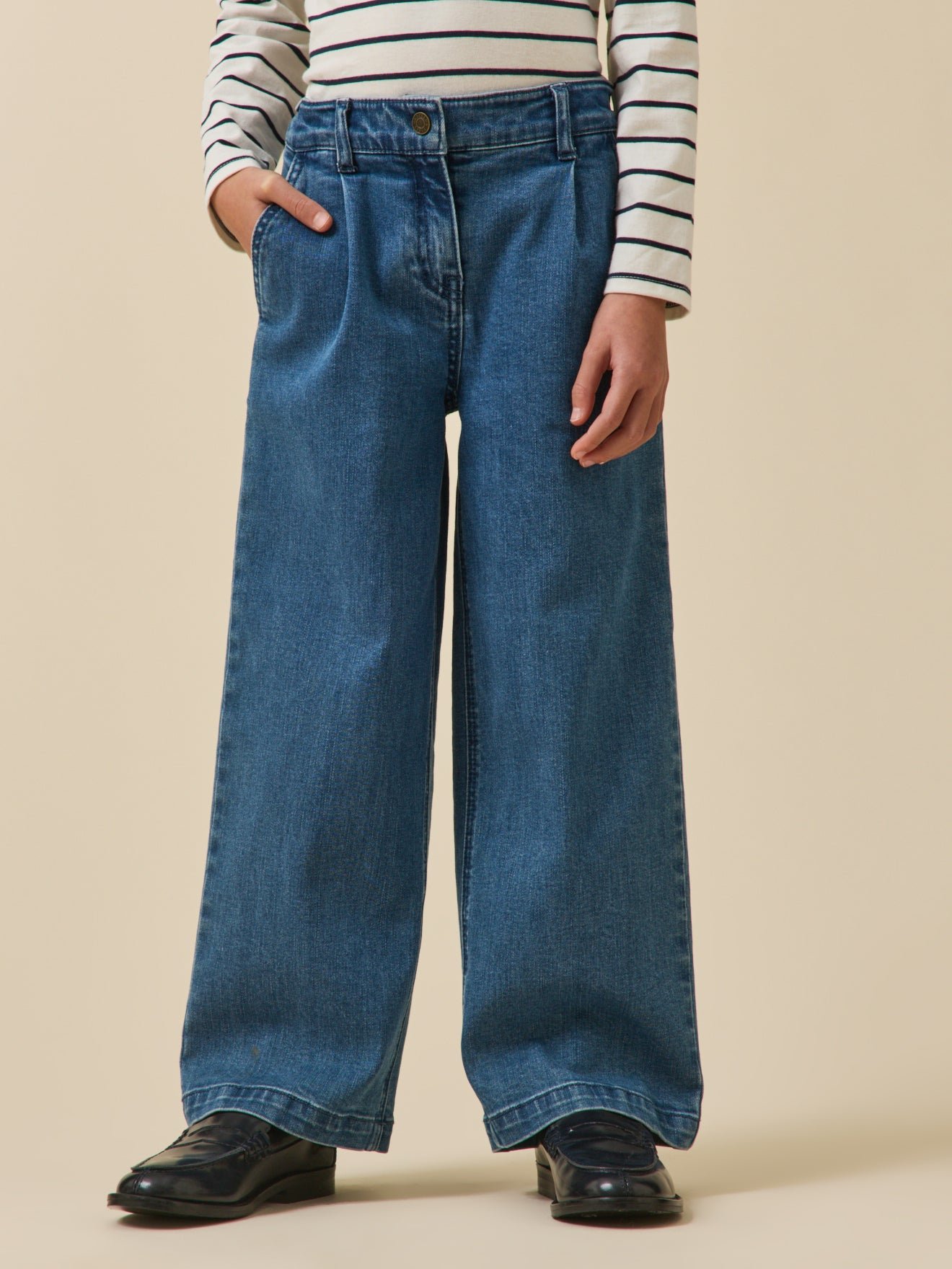 Wide-leg denim pants - junior collection CYRILLUS Blue