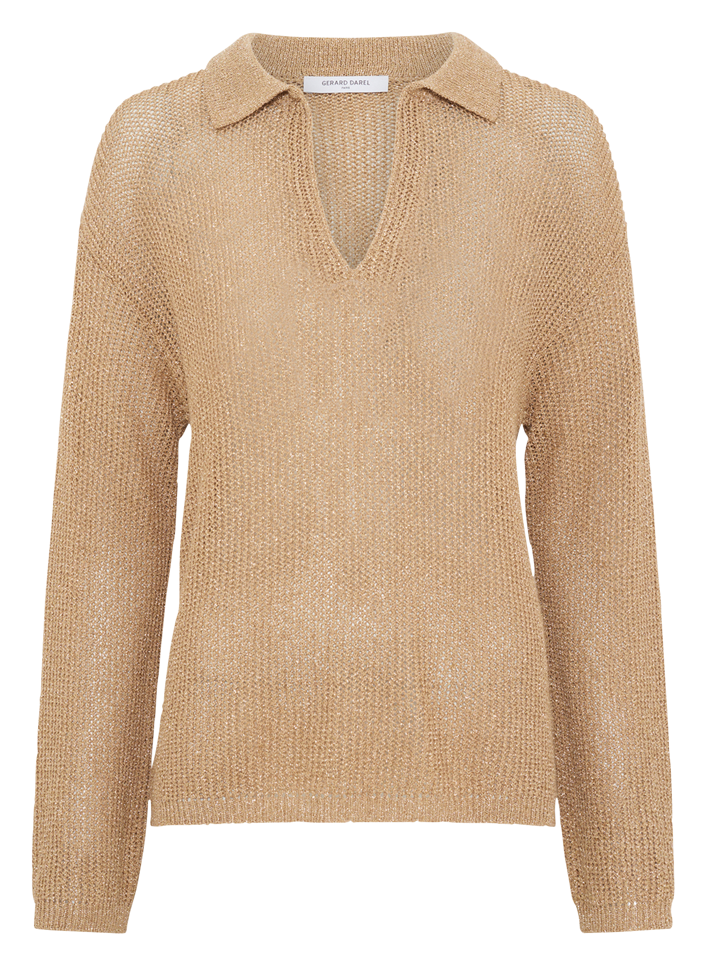 Straight knit sweater with openwork and sequins GERARD DAREL Golden