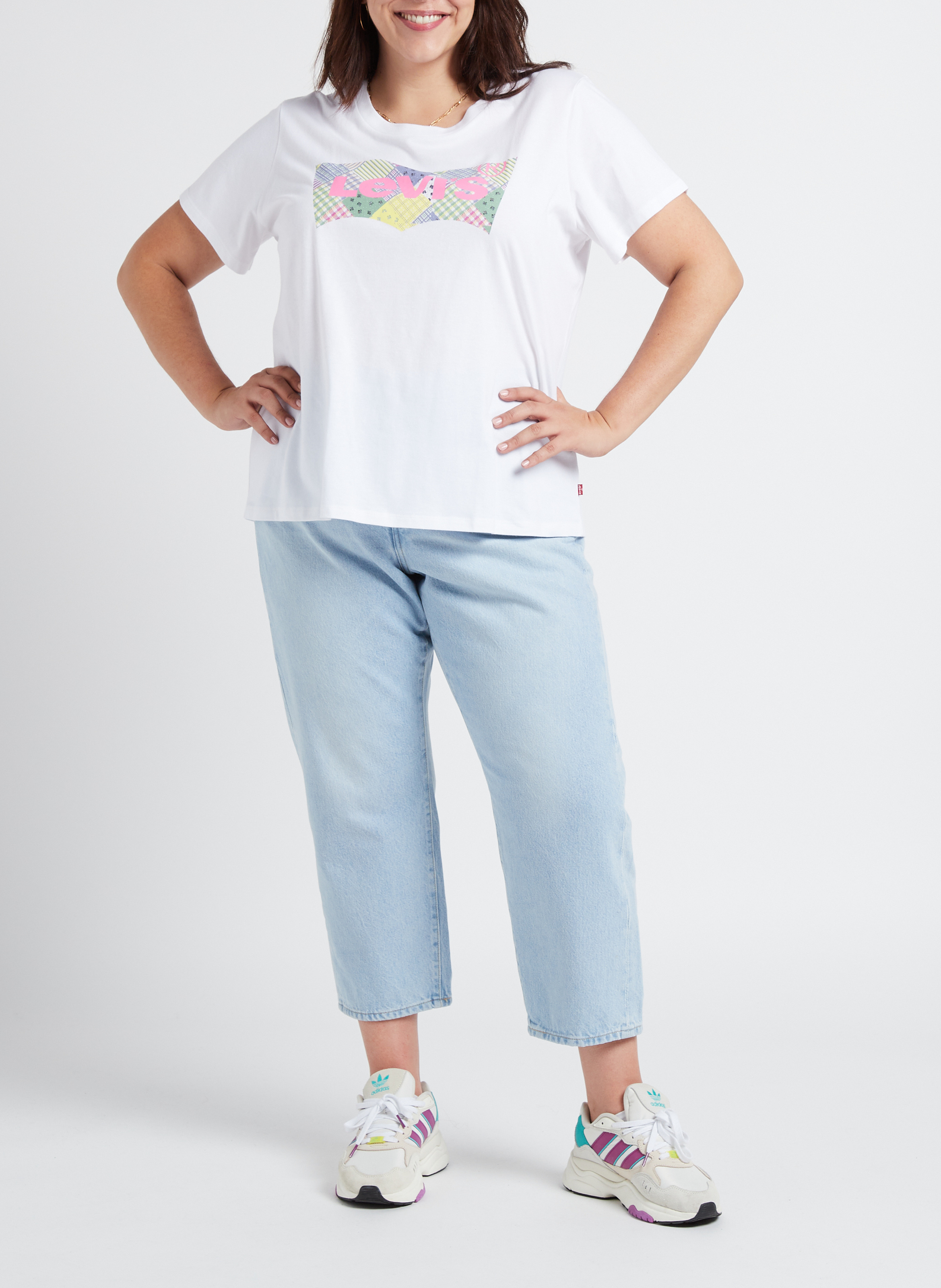 Katoenen T-shirt met ronde hals en zeefdruk LEVI'S Wit