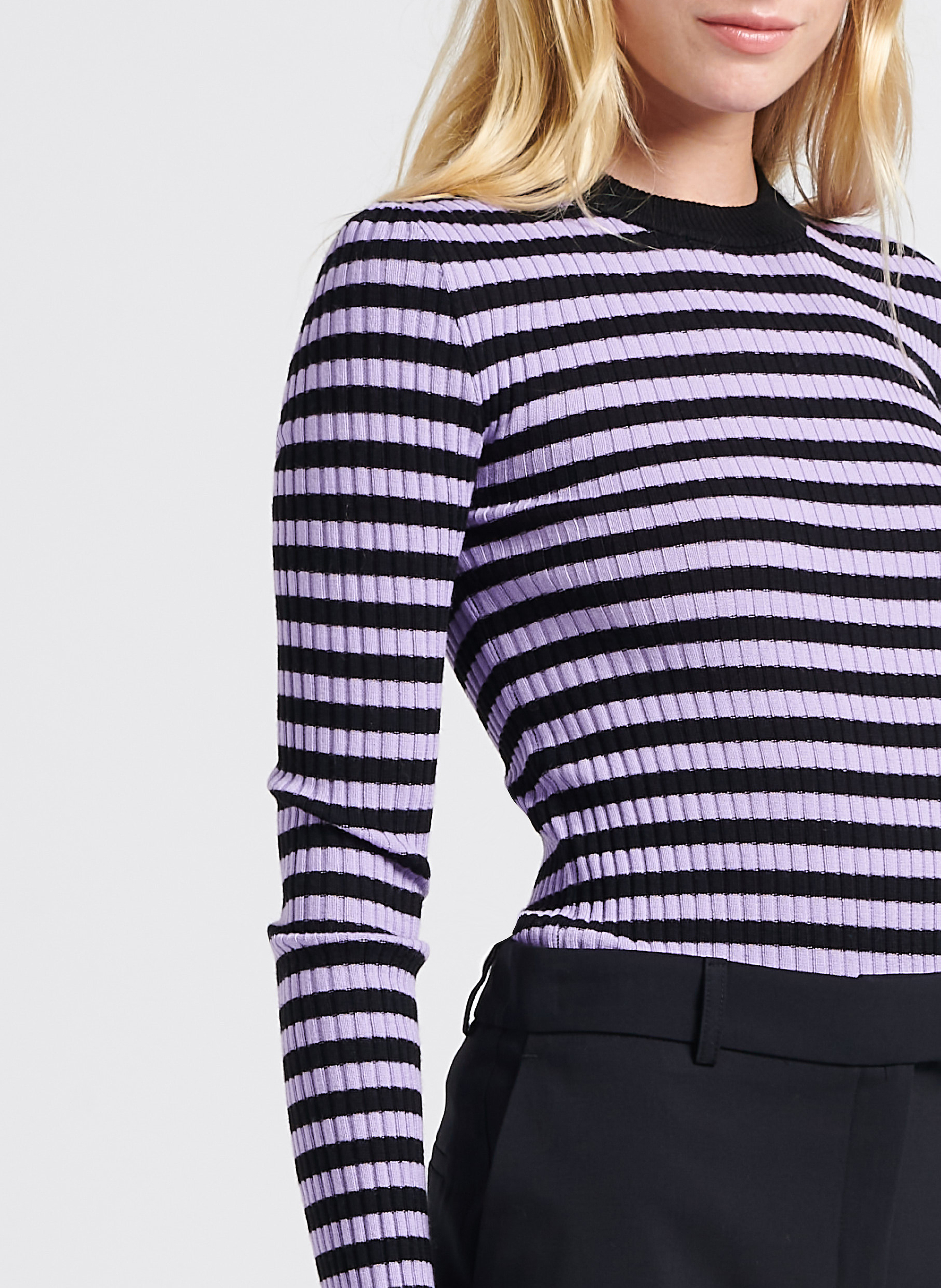 Gestreifter Rundhalspullover aus Wolle SONIA RYKIEL Schwarz