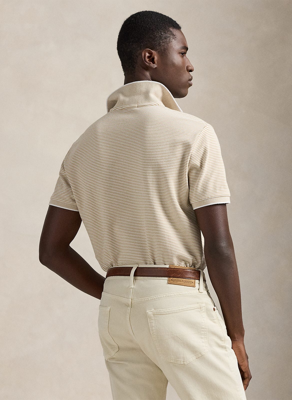 Striped straight fit cotton blend polo POLO RALPH LAUREN Beige