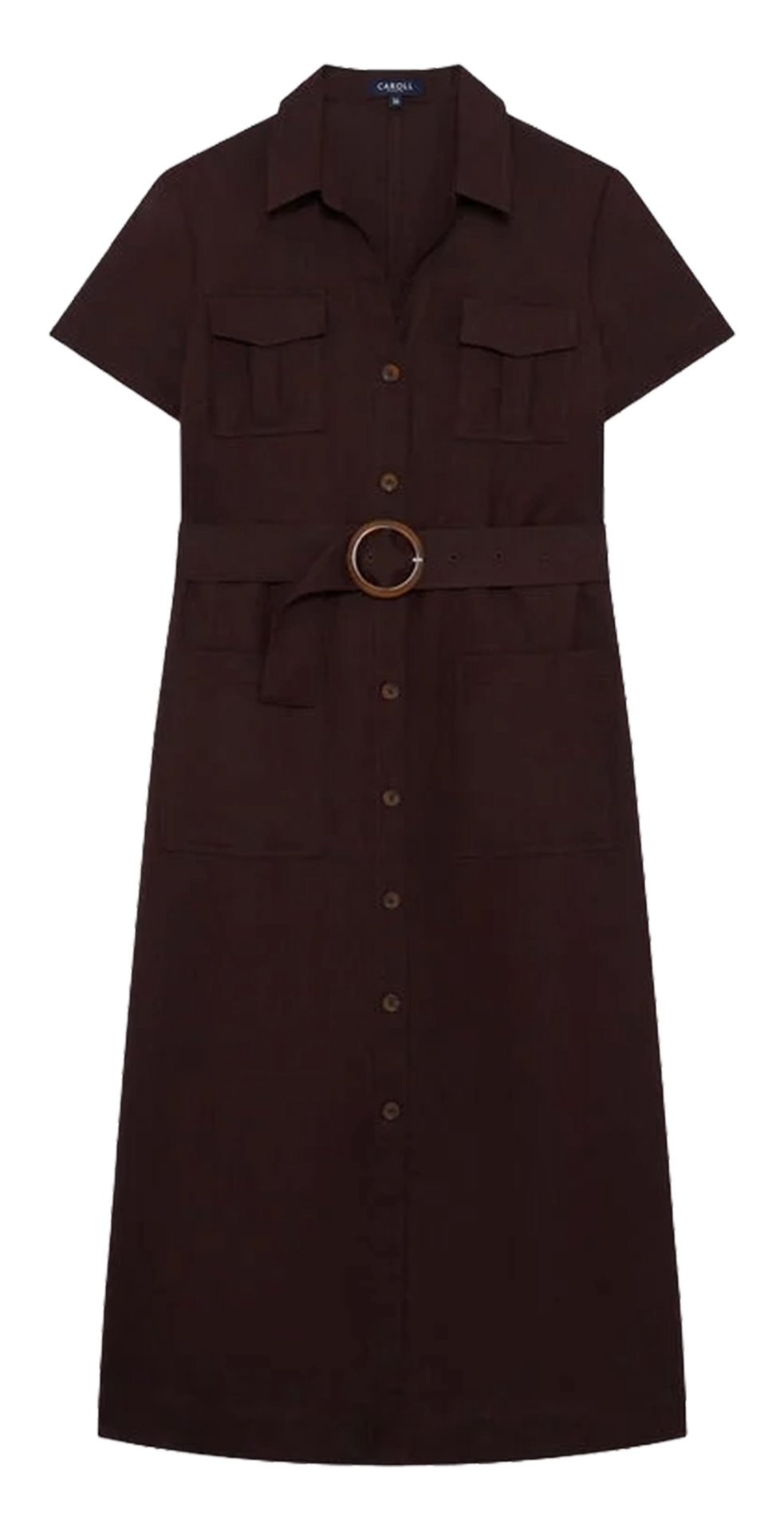 Lange jurk van gemengd linnen CAROLL Bruin