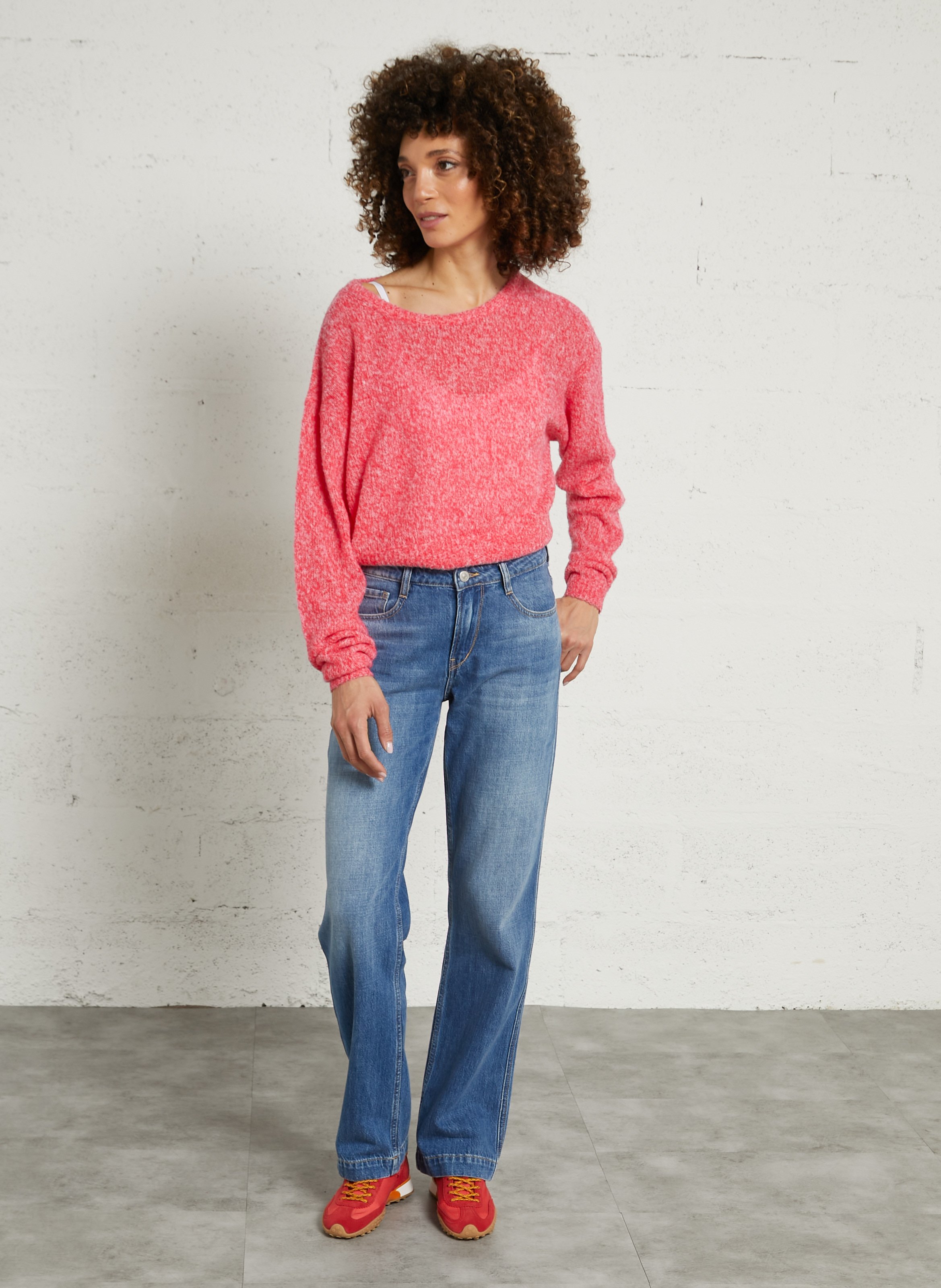 Round-neck wool-blend straight-cut sweater AMERICAN VINTAGE Red