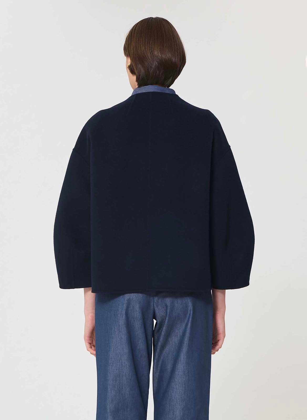 Rechte mantel met ronde kraag van gemengde wol TARA JARMON Blauw