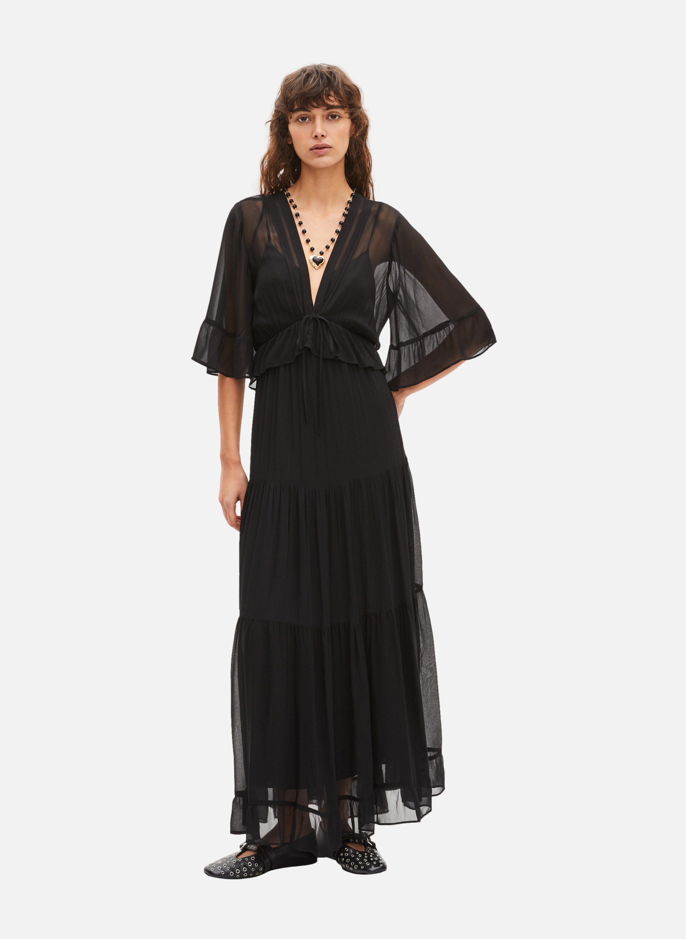 Flounced long dress THE KOOPLES Black
