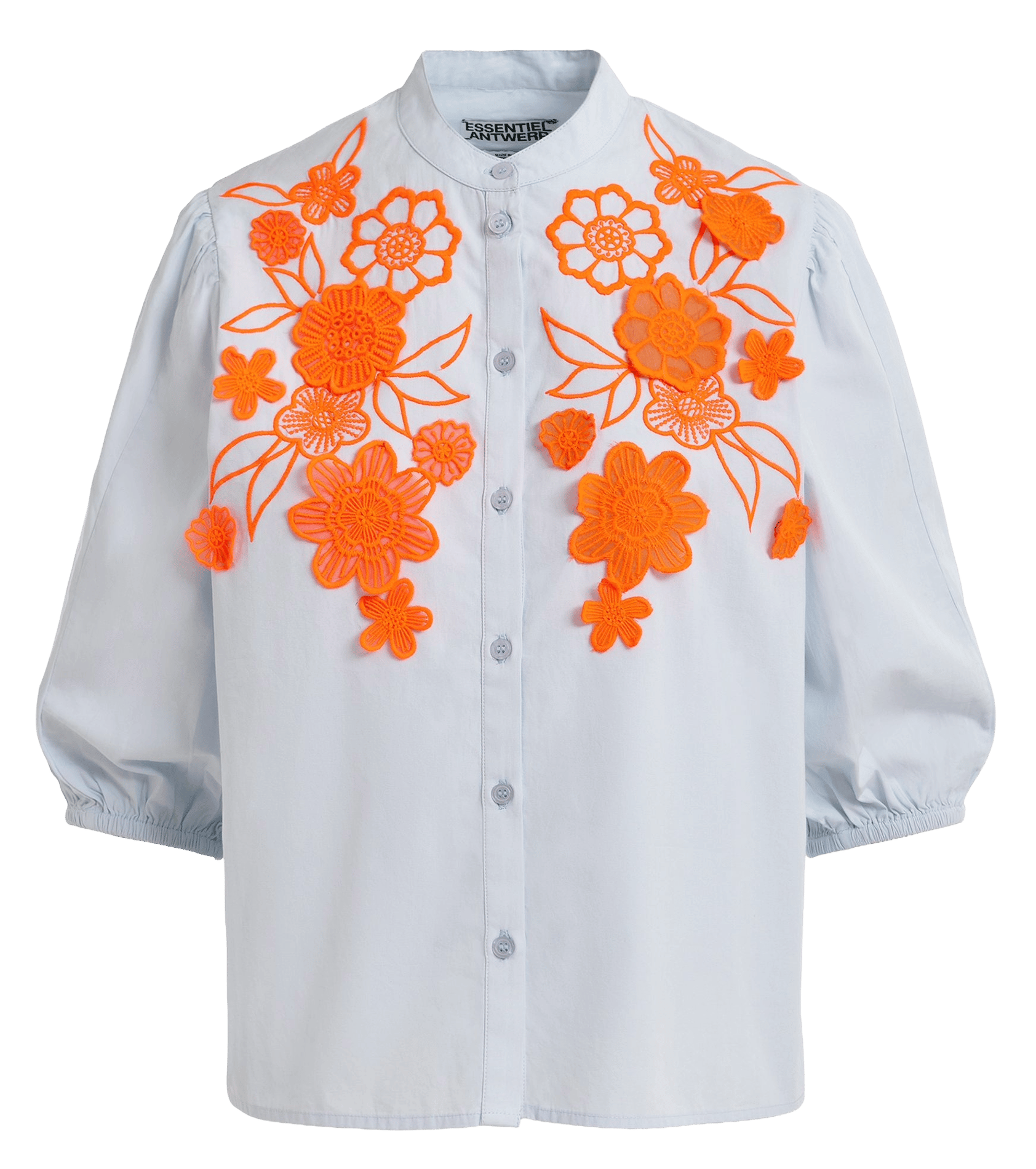 Baumwollbluse mit Rundhalsausschnitt ESSENTIEL ANTWERP Blau