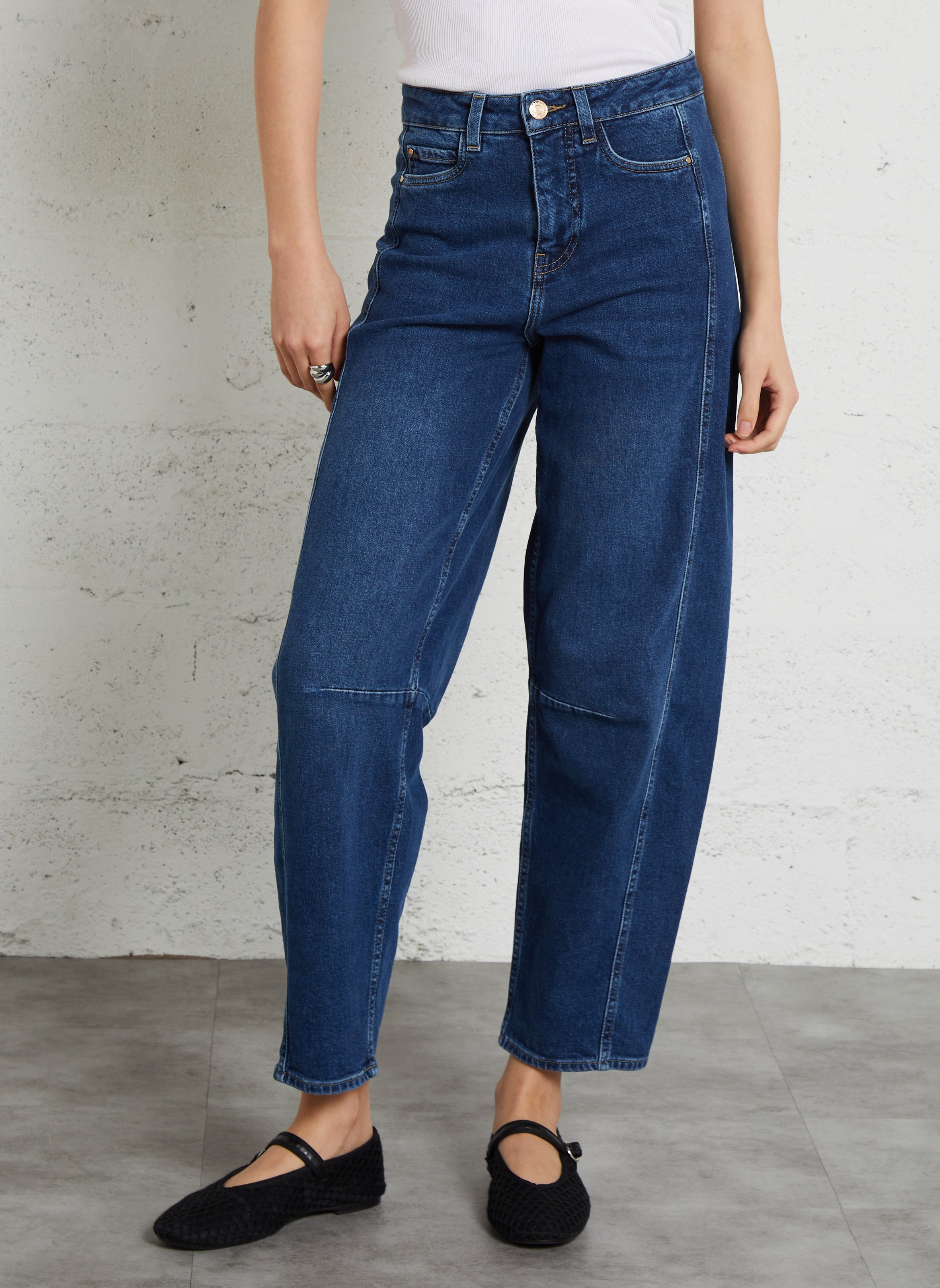 Hoge taille ballonjeans in effen kleur MAISON 123 Blauw
