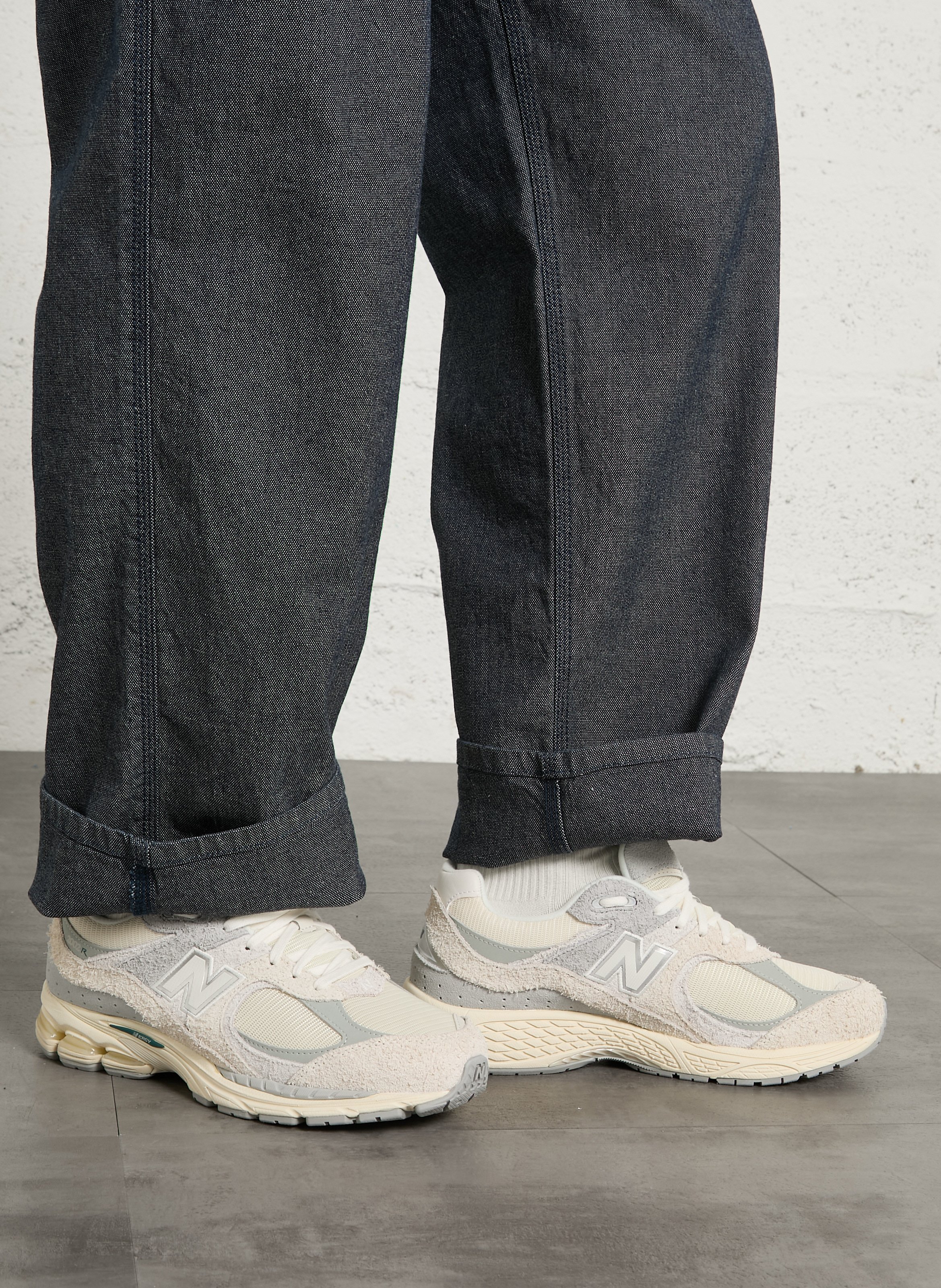 Baskets basses en cuir mélangé NEW BALANCE Blanc