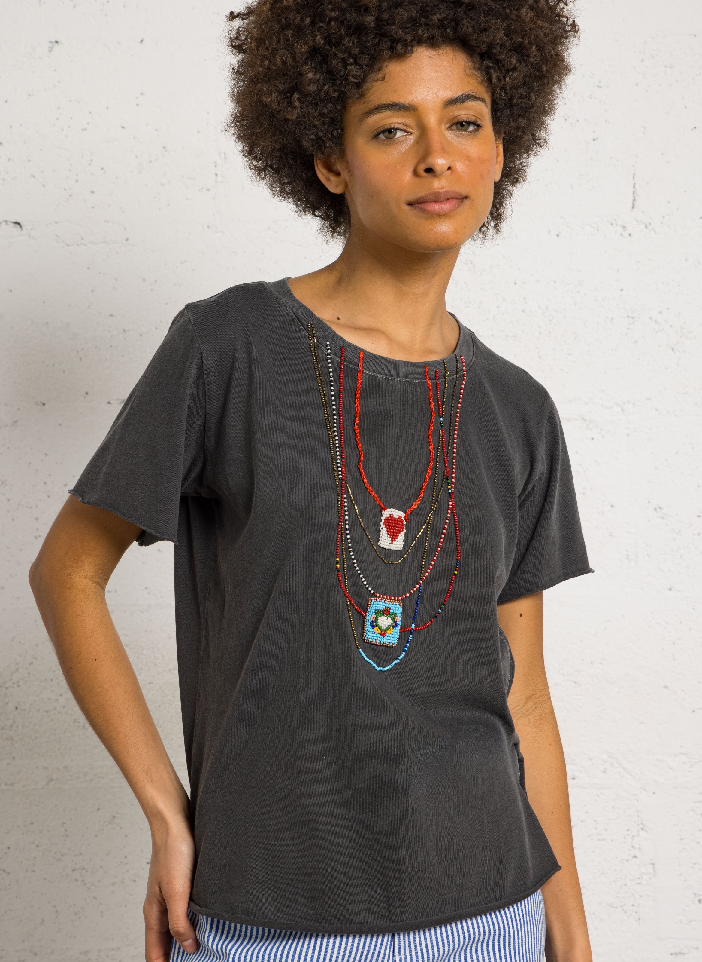 Round-neck organic cotton T-shirt LEON & HARPER Grey