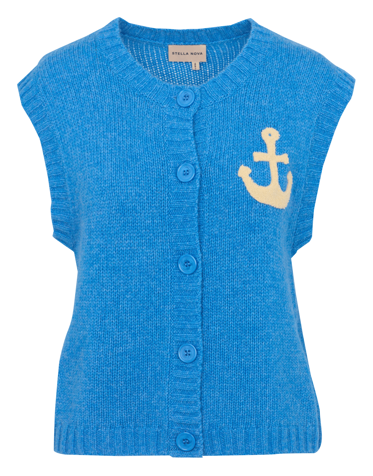 Straight buttoned wool blend vest STELLA NOVA Blue