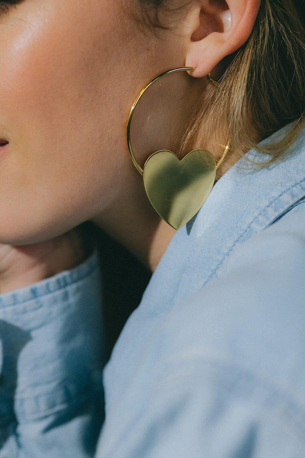 Heart-shaped gold-plated hoop earrings MONSIEUR SIMONE Golden