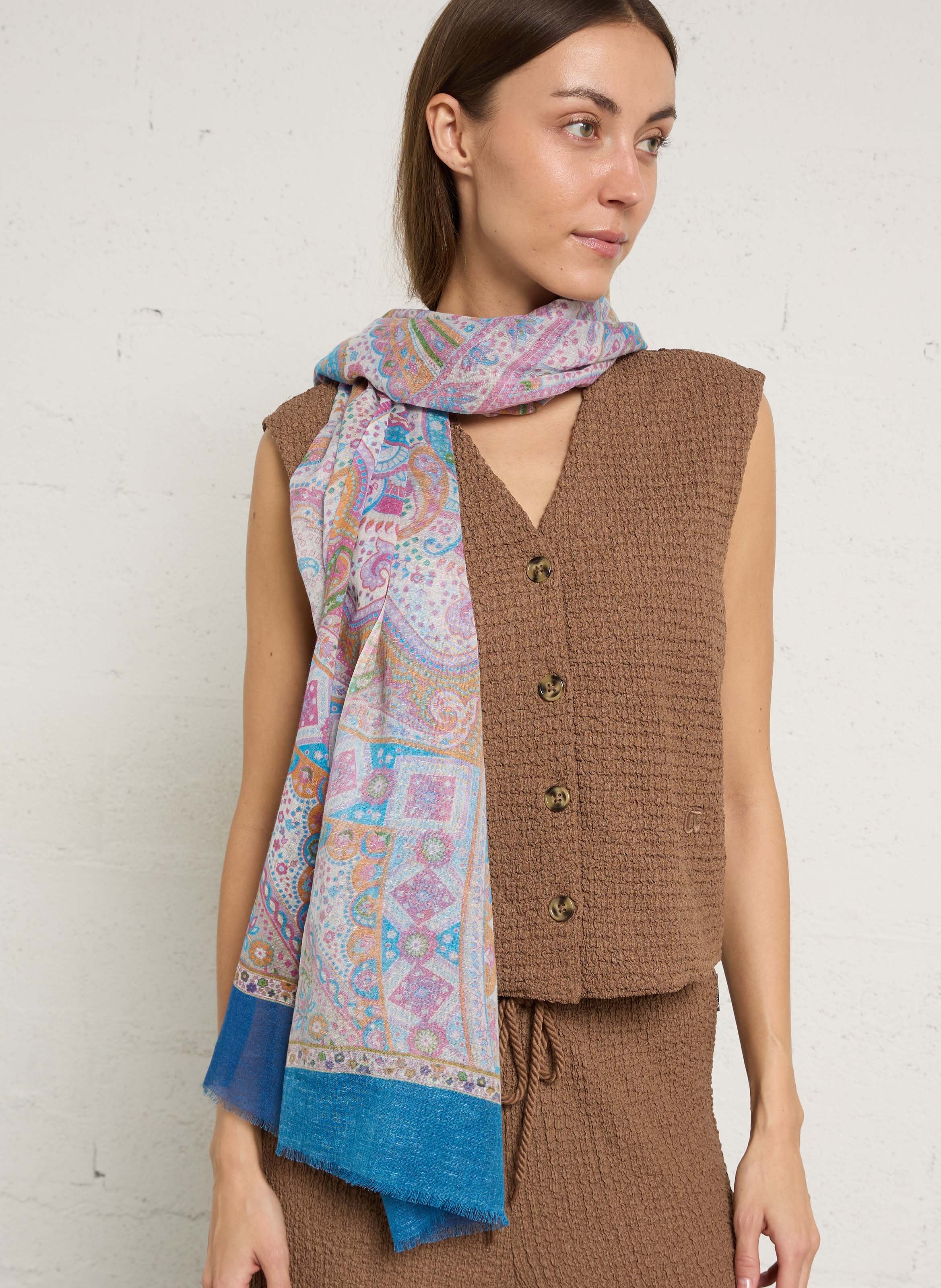 Foulard stampato in misto cotone SUD EXPRESS Rosa