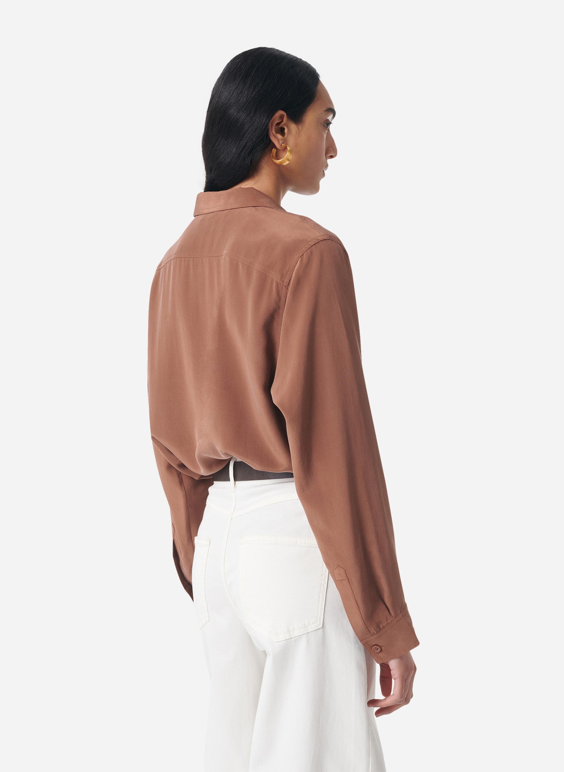 Silk classic-collar shirt VANESSA BRUNO Brown
