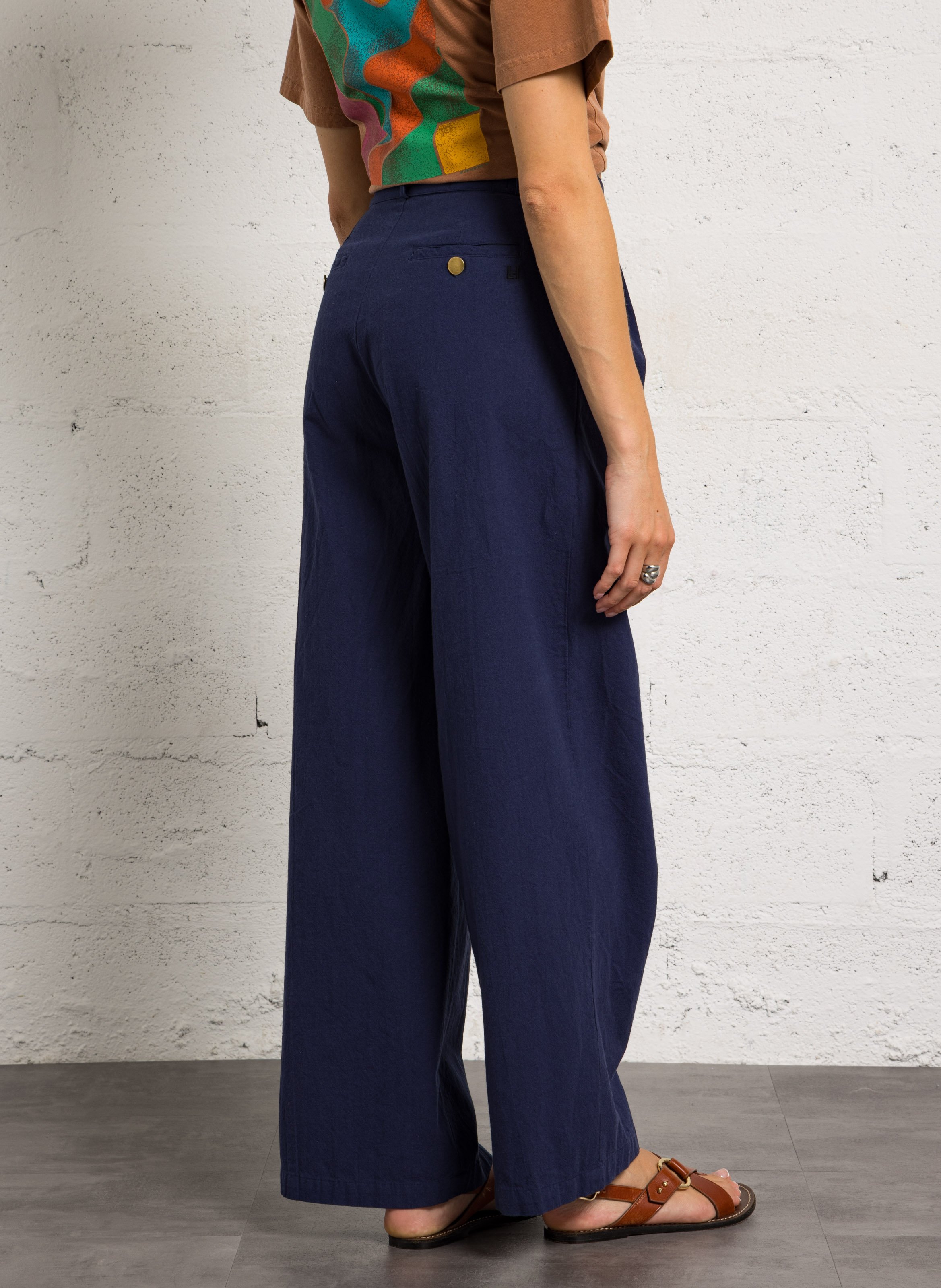 Pantalon large en coton bio LEON & HARPER Bleu