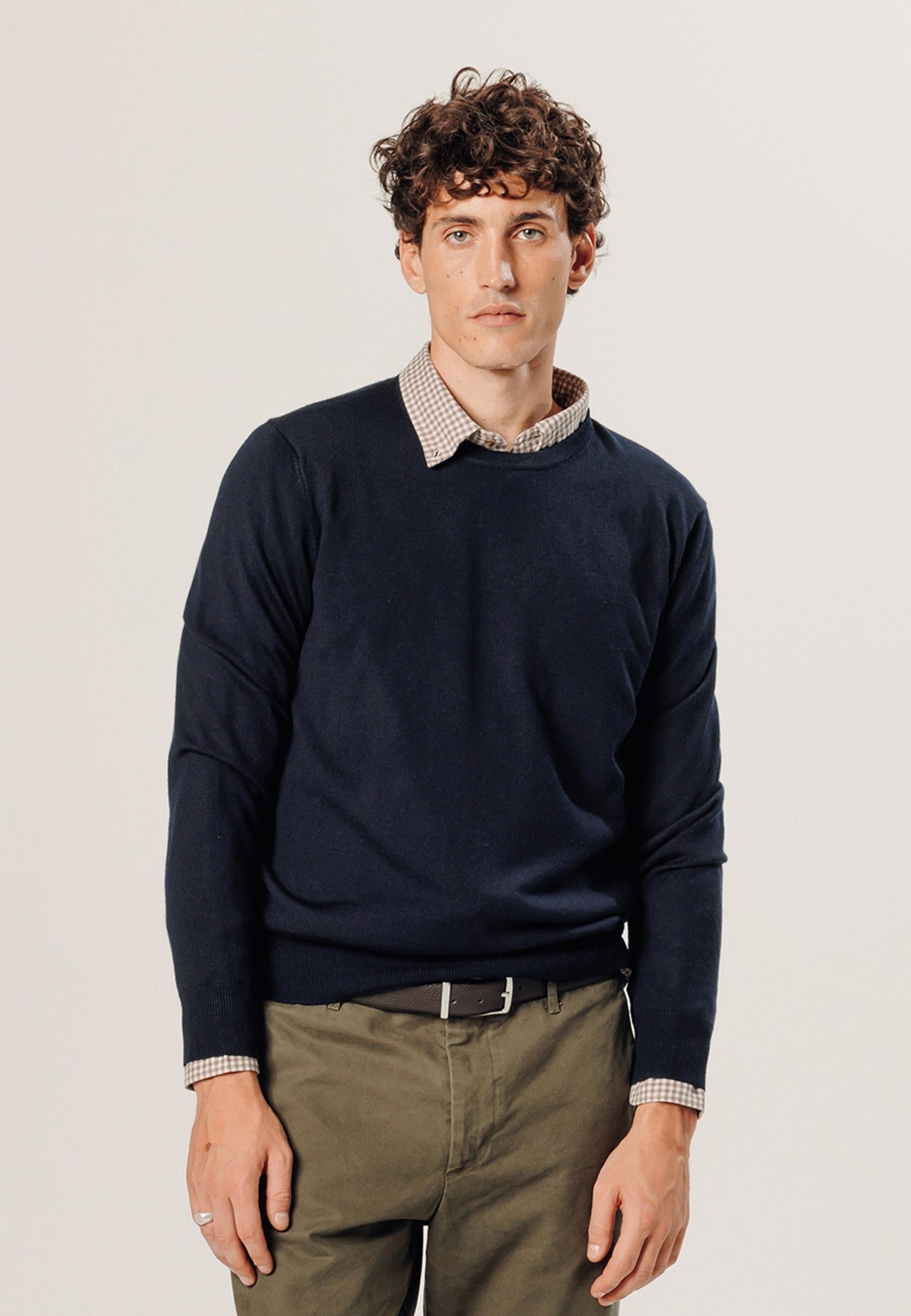 Pull col rond en laine mérinos RODIER Bleu