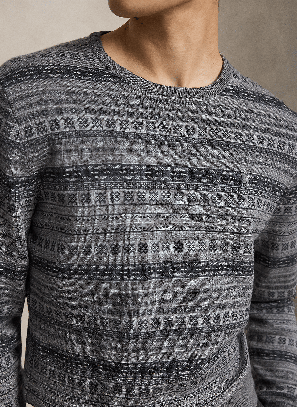 Gerader Wollpullover mit Muster POLO RALPH LAUREN Grau