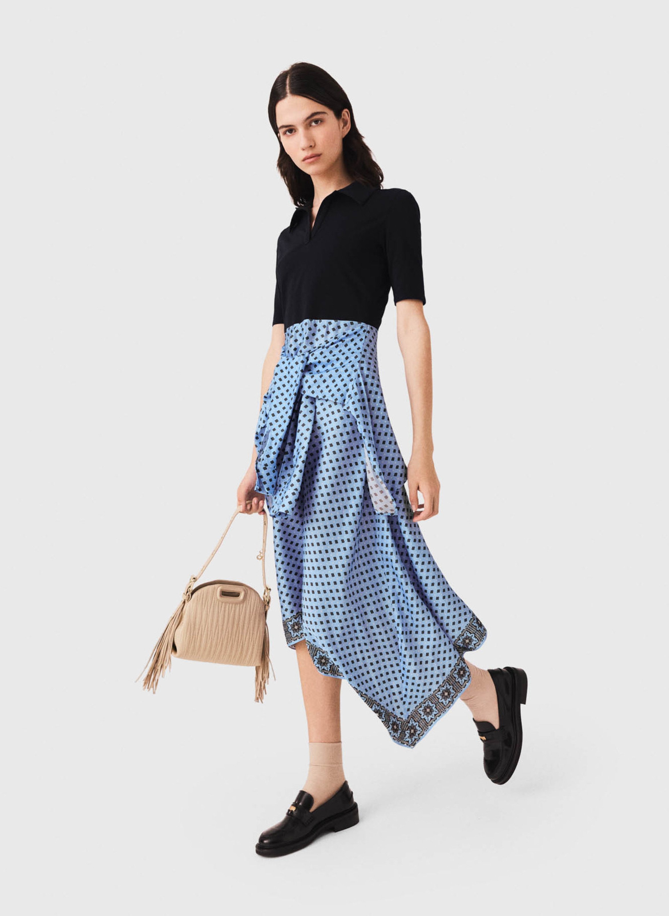 Robe longue asymétrique MAJE Bleu