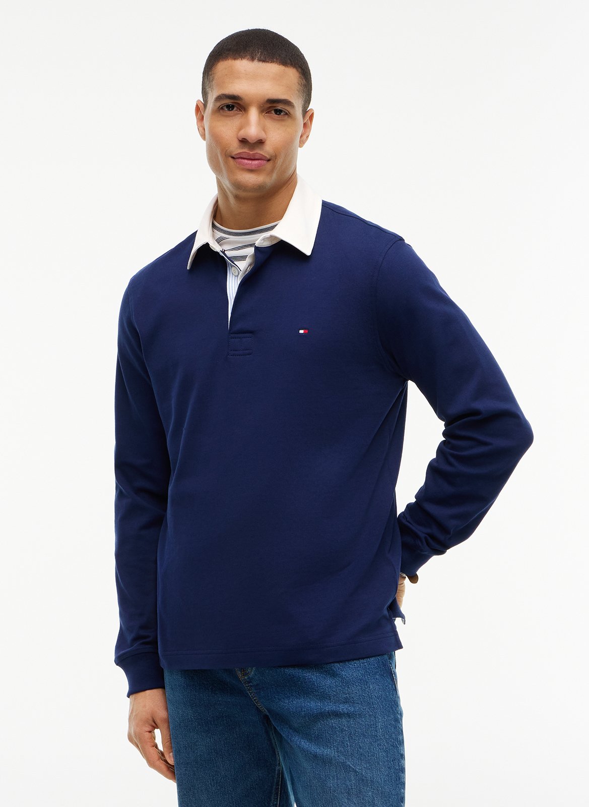 Polo recto de manga larga liso TOMMY HILFIGER Azul