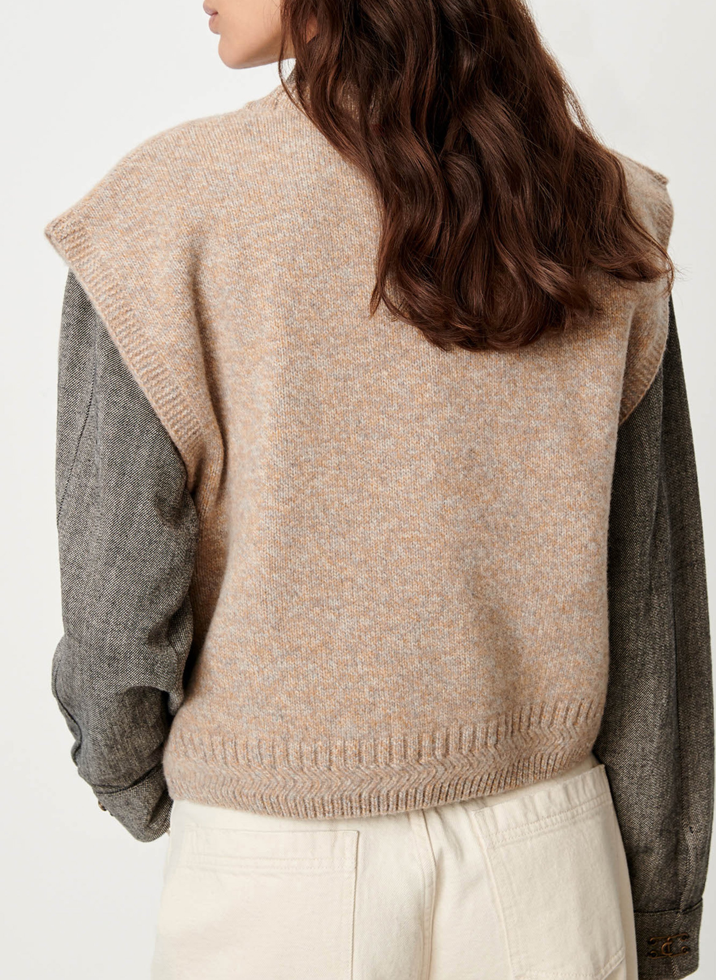 Sleeveless merino wool sweater | Beige SESSUN Women