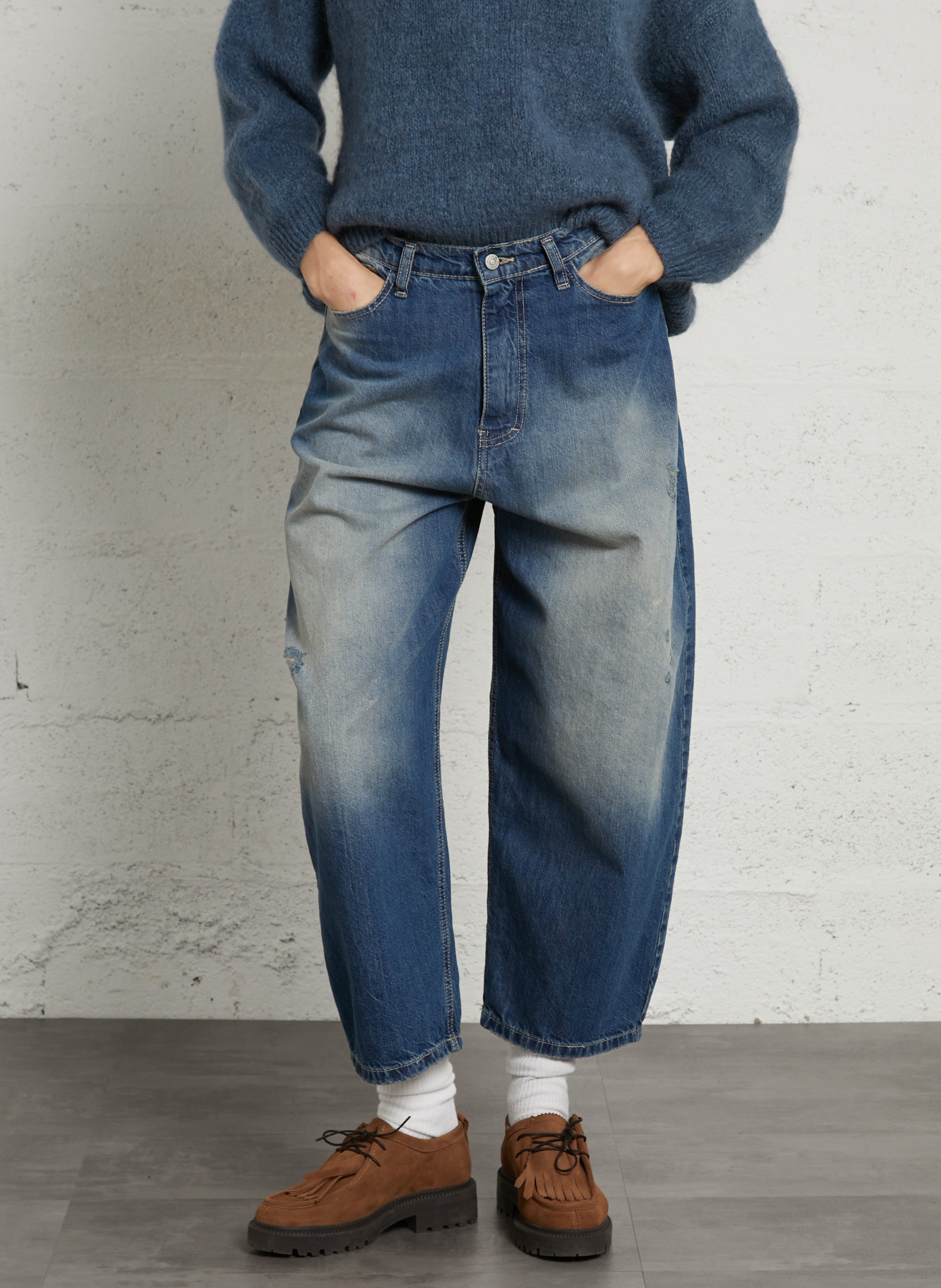 Cotton denim jeans PLEASE Blue