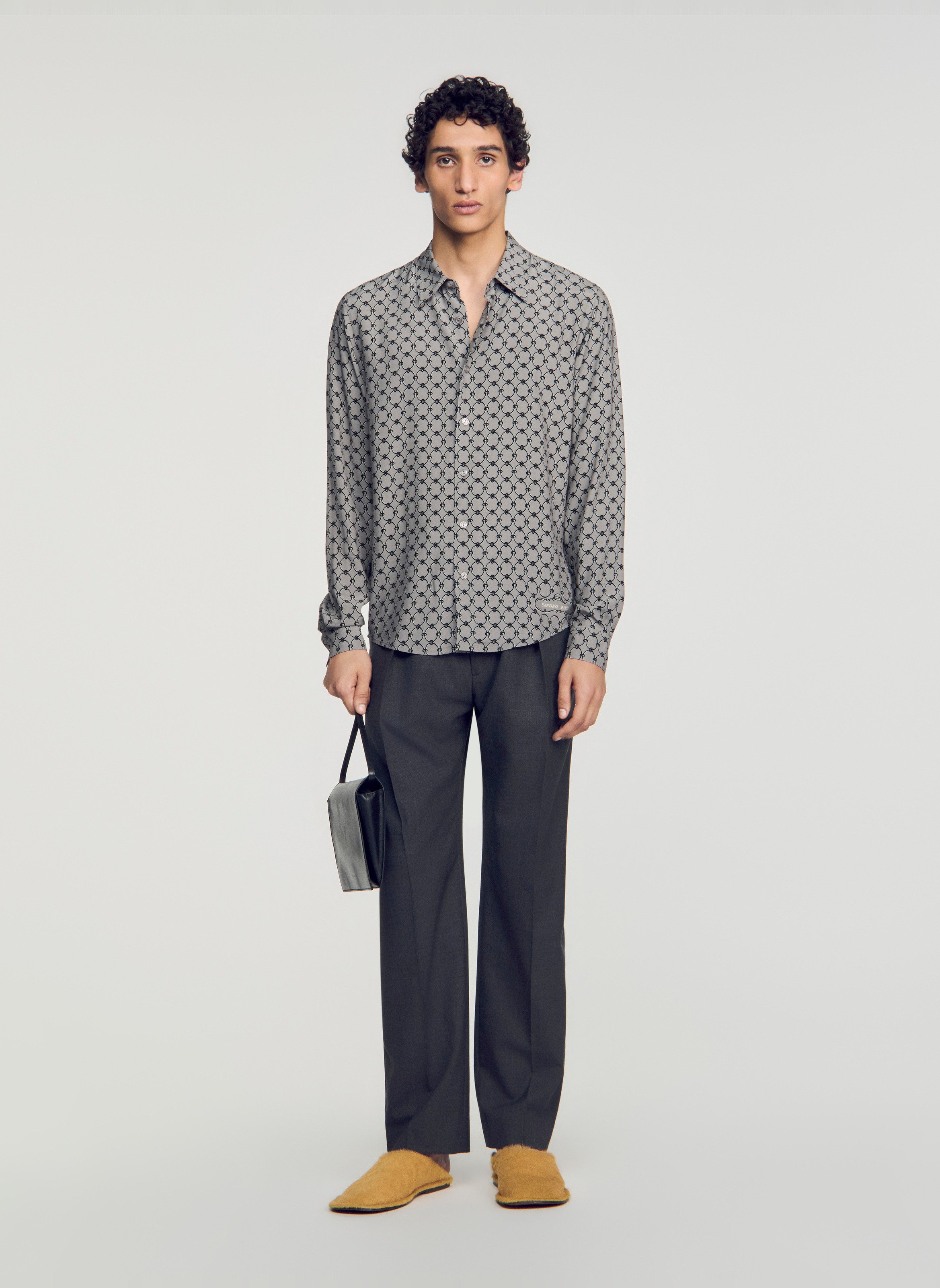 Chemise droite imprimée SANDRO Gris