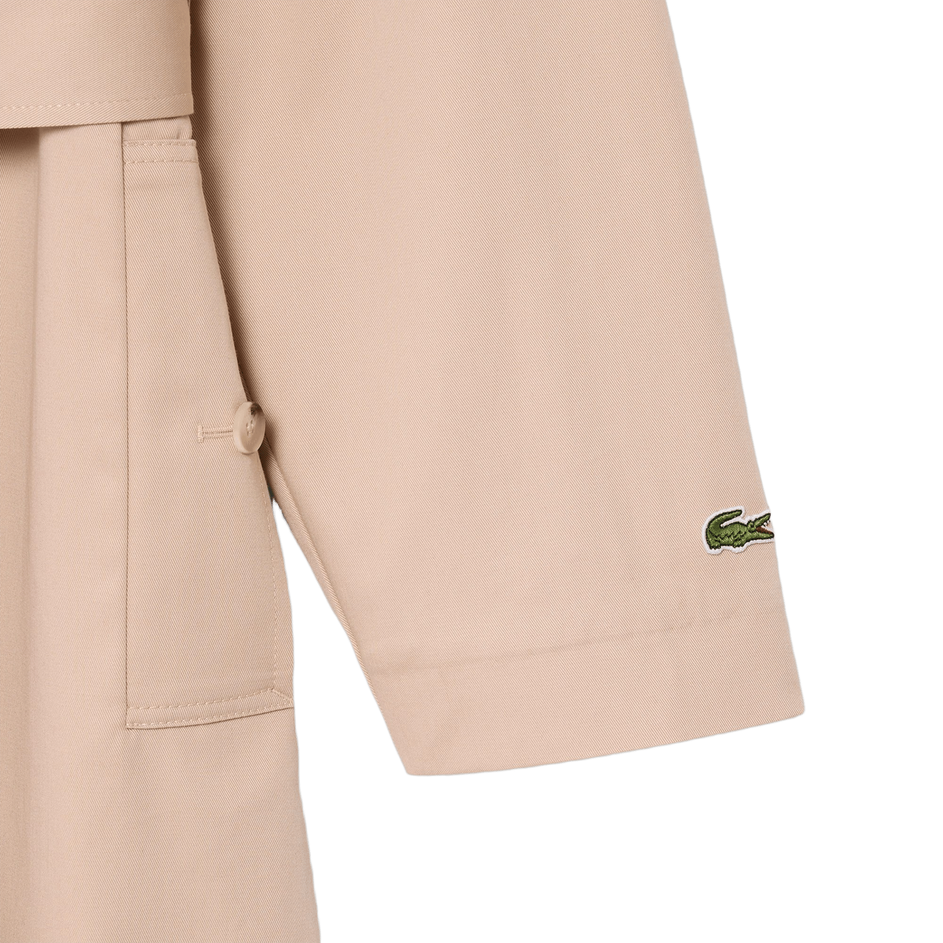 Weit geschnittener, taillierter, wasserabweisender Mantel mit Reverskragen aus Baumwollmischung. LACOSTE Braun