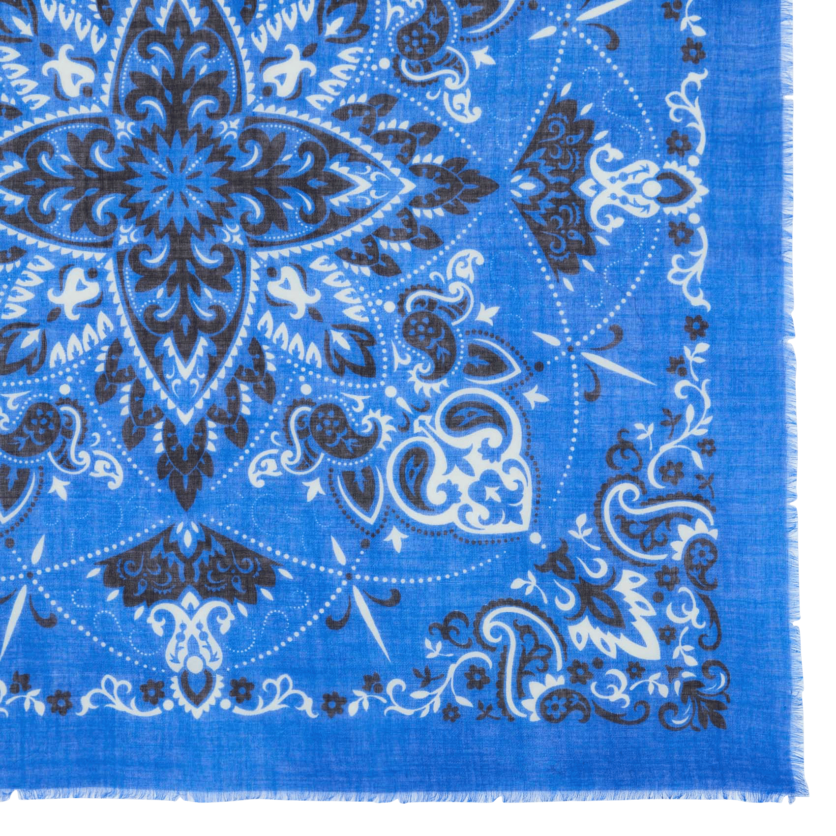 Haddock wool and silk printed scarf  Bleu