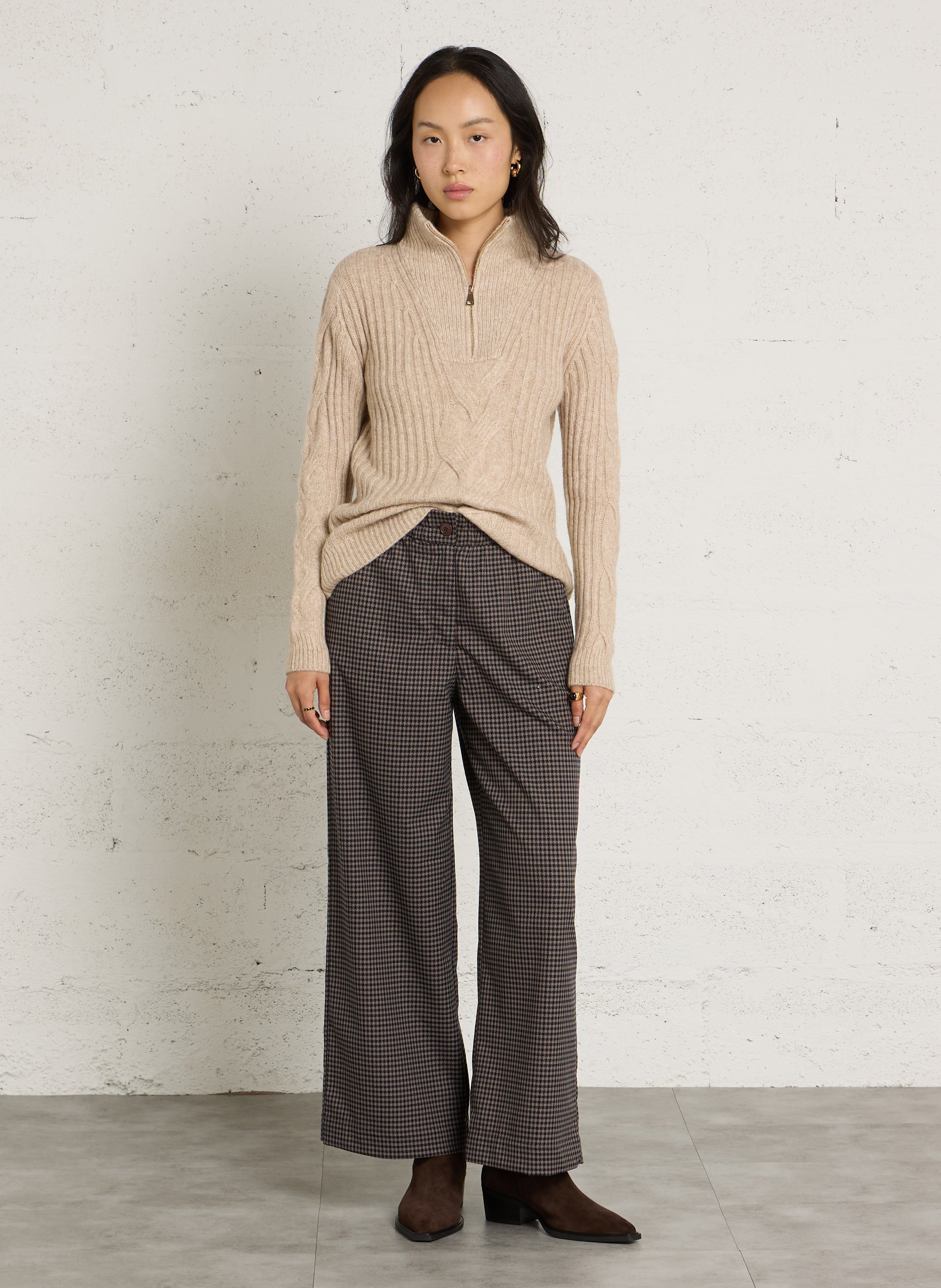 Trui met schipperskraag | wolblend SUD EXPRESS Beige
