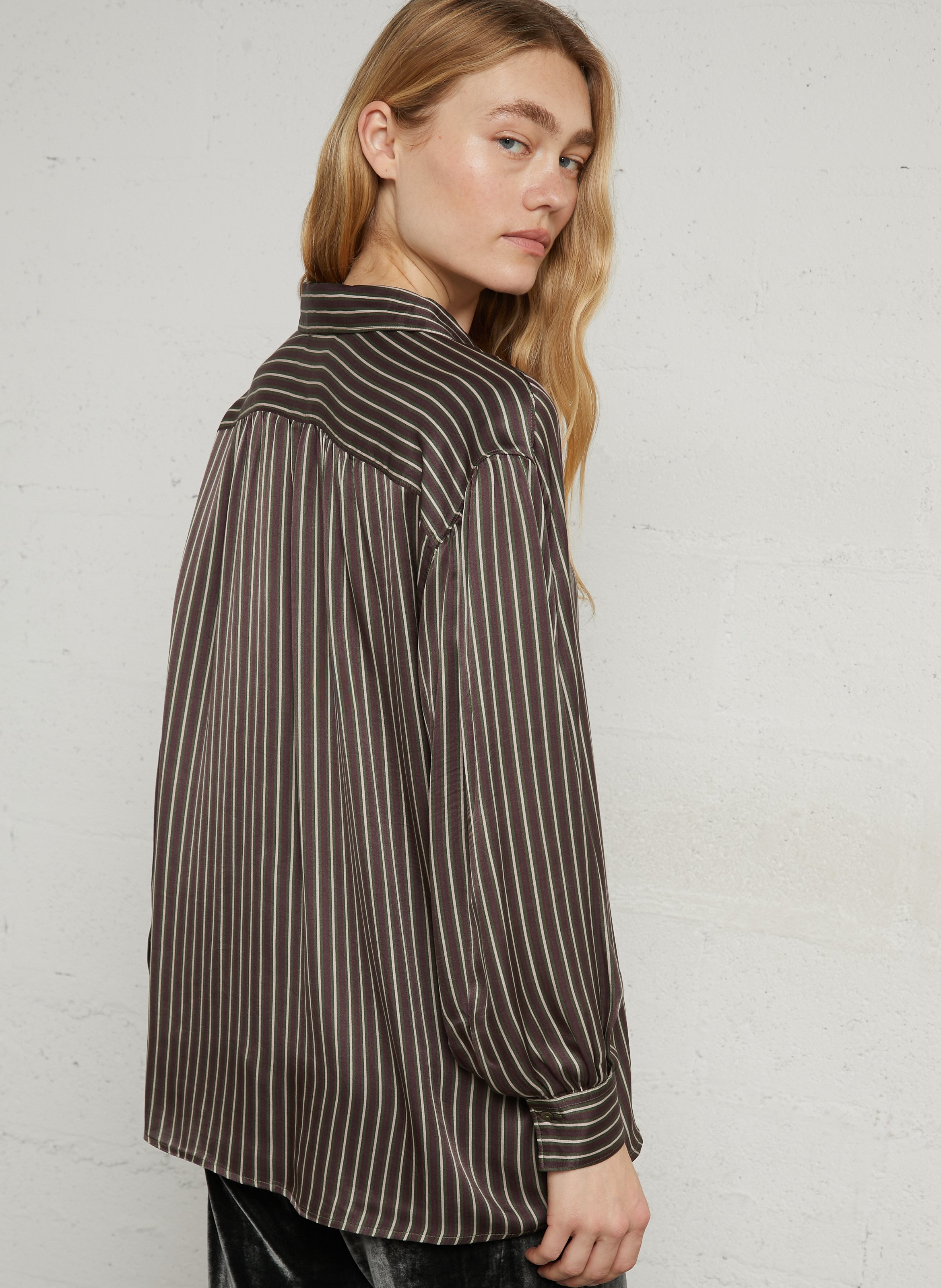 Fluid Striped Satin Effect Shirt DIEGA Multicolored