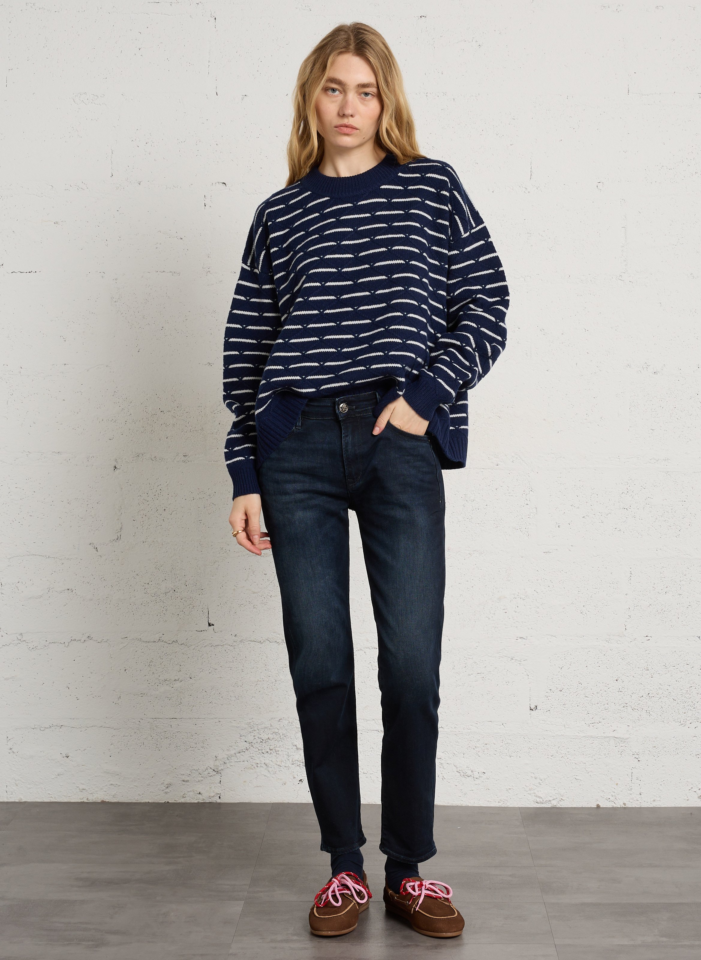 Straight wool striped sweater BENSIMON Blue