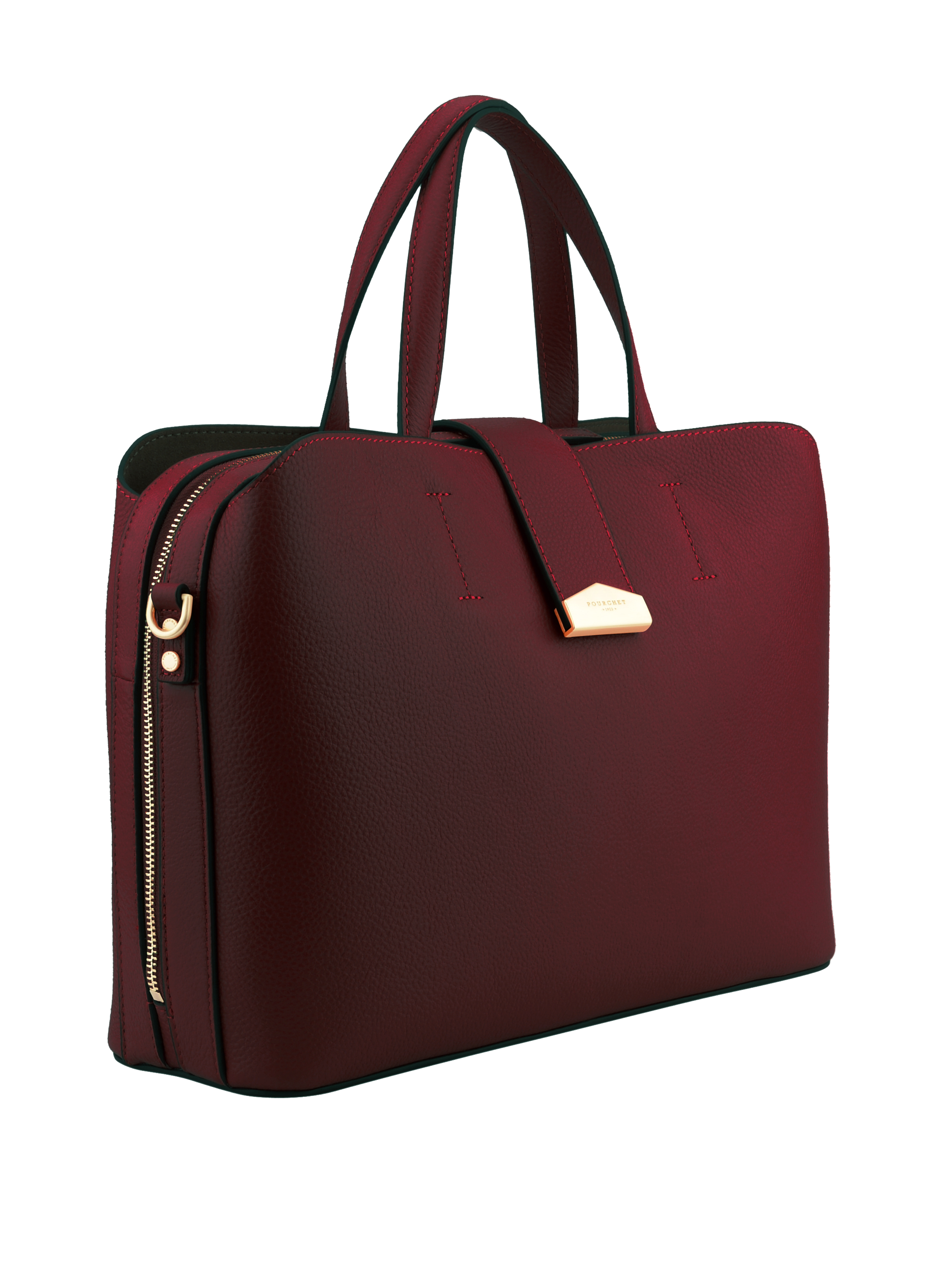 Calfskin leather handbag POURCHET Red