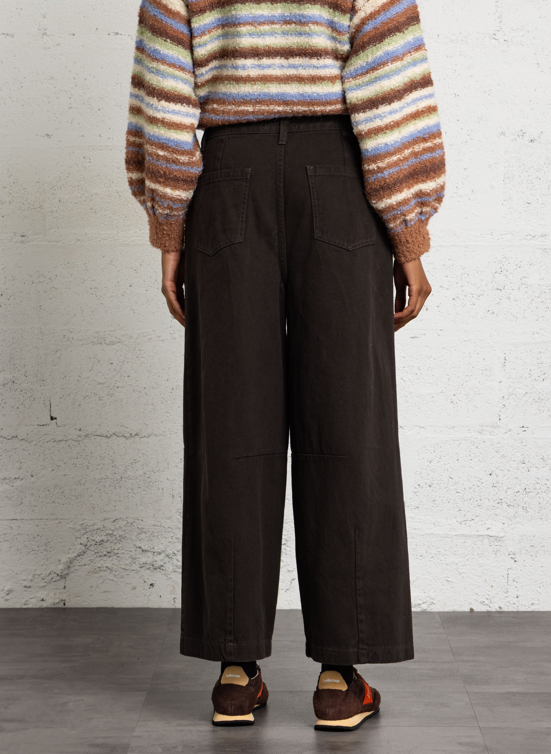Wide-leg cotton pants PLEASE Brown
