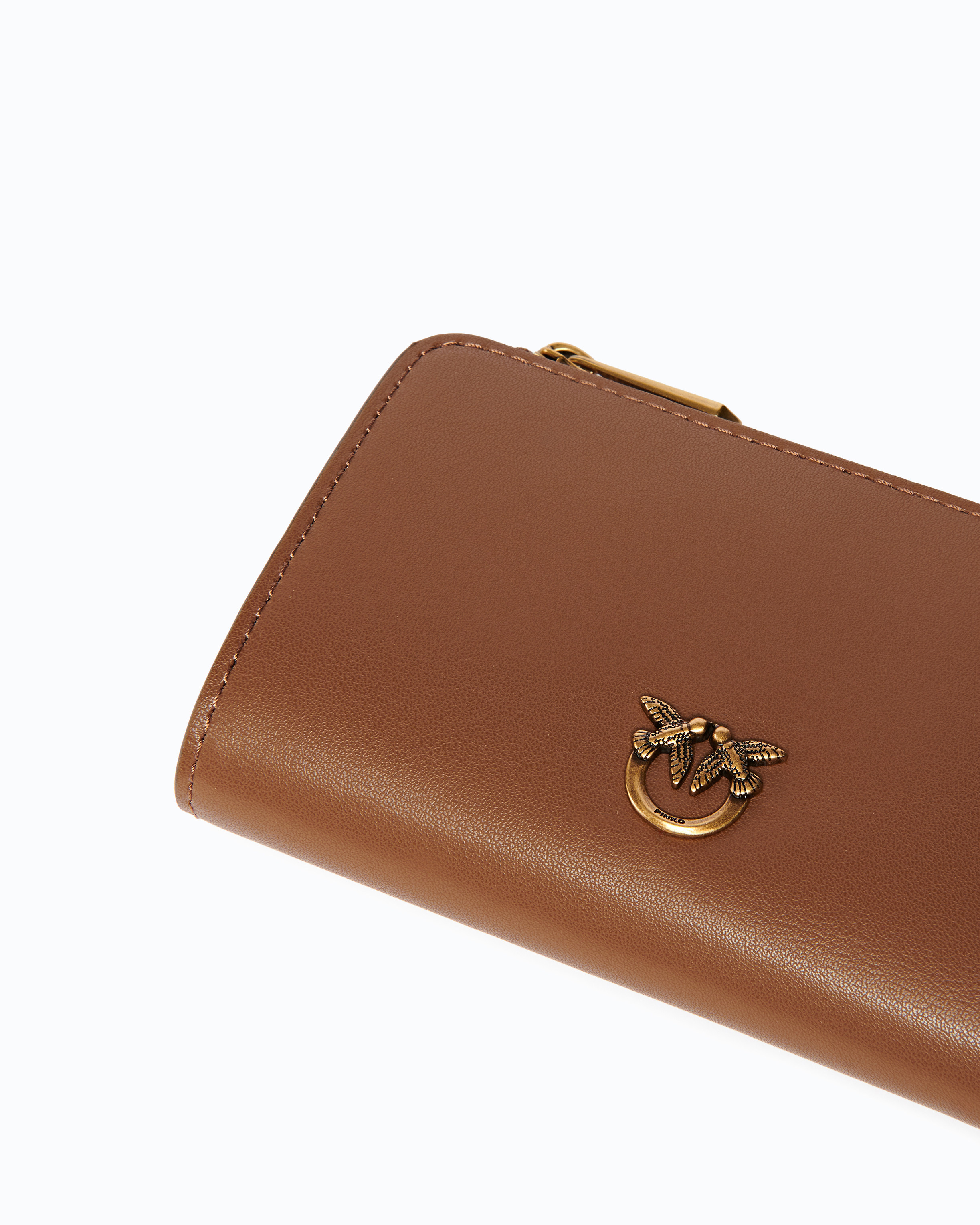 Mini leather wallet with Love Birds PINKO Orange
