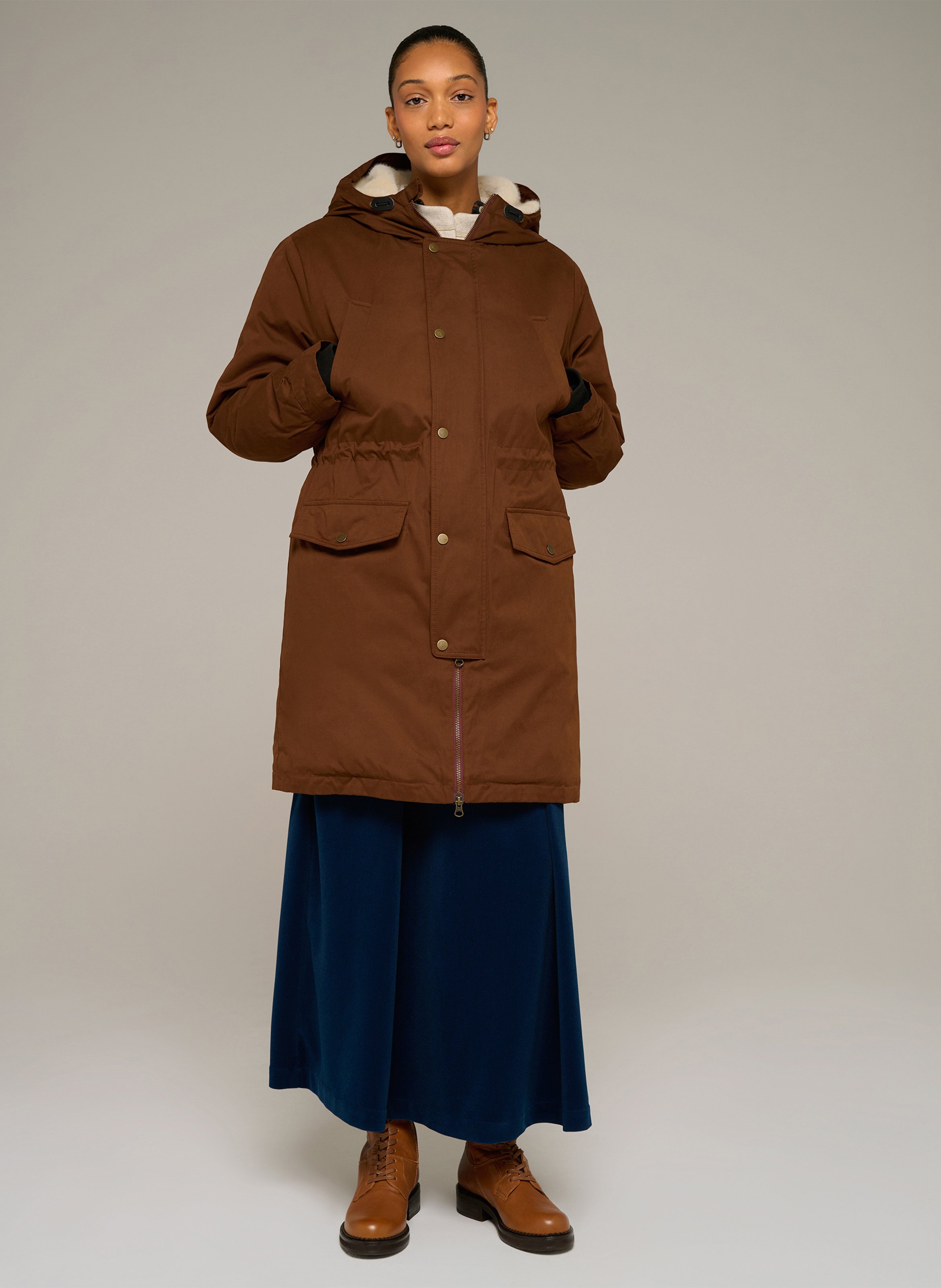 Parka mi-longue à capuche  COTELAC ACOTE Marron