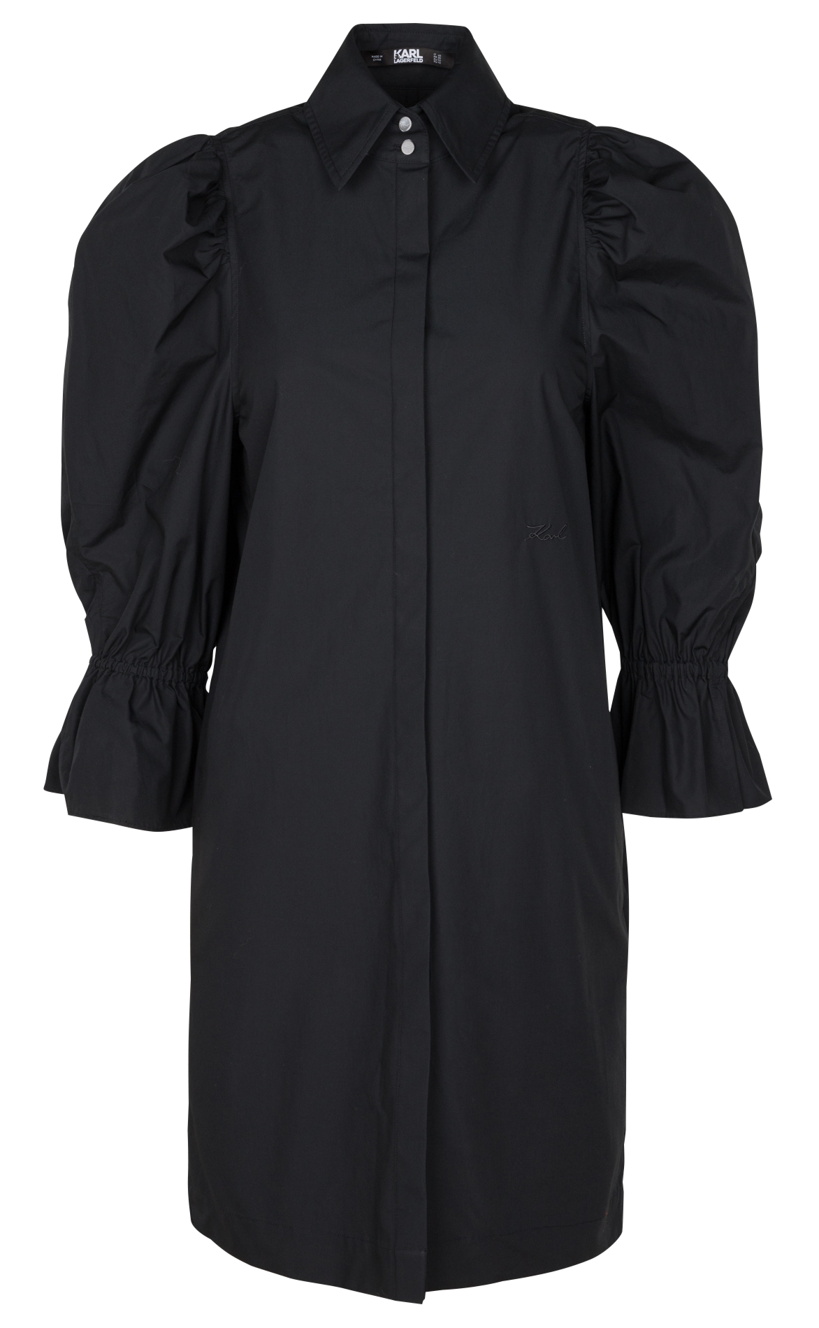 Midi dress with classic collar KARL LAGERFELD Black