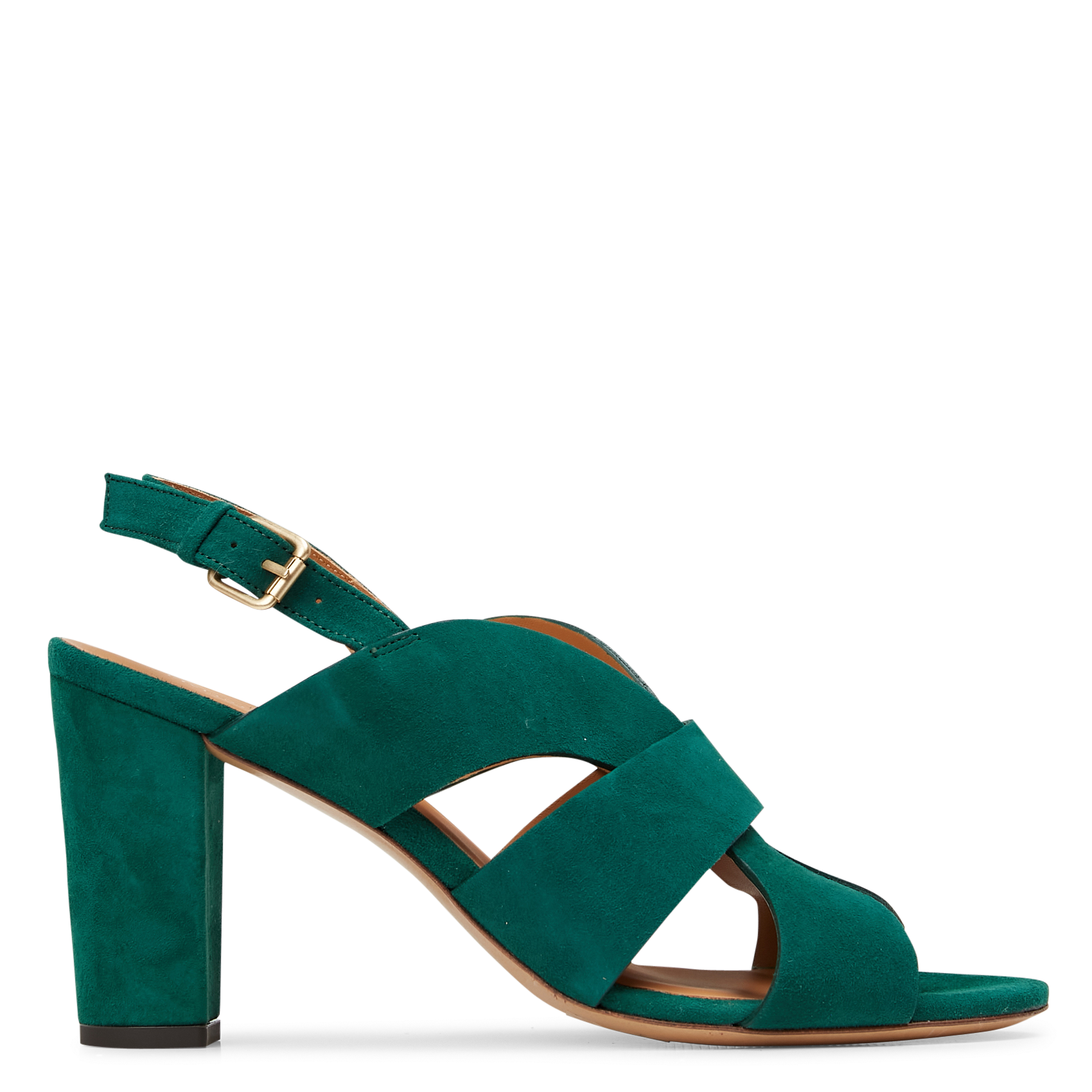 Heeled crackled leather sandals RIVECOUR