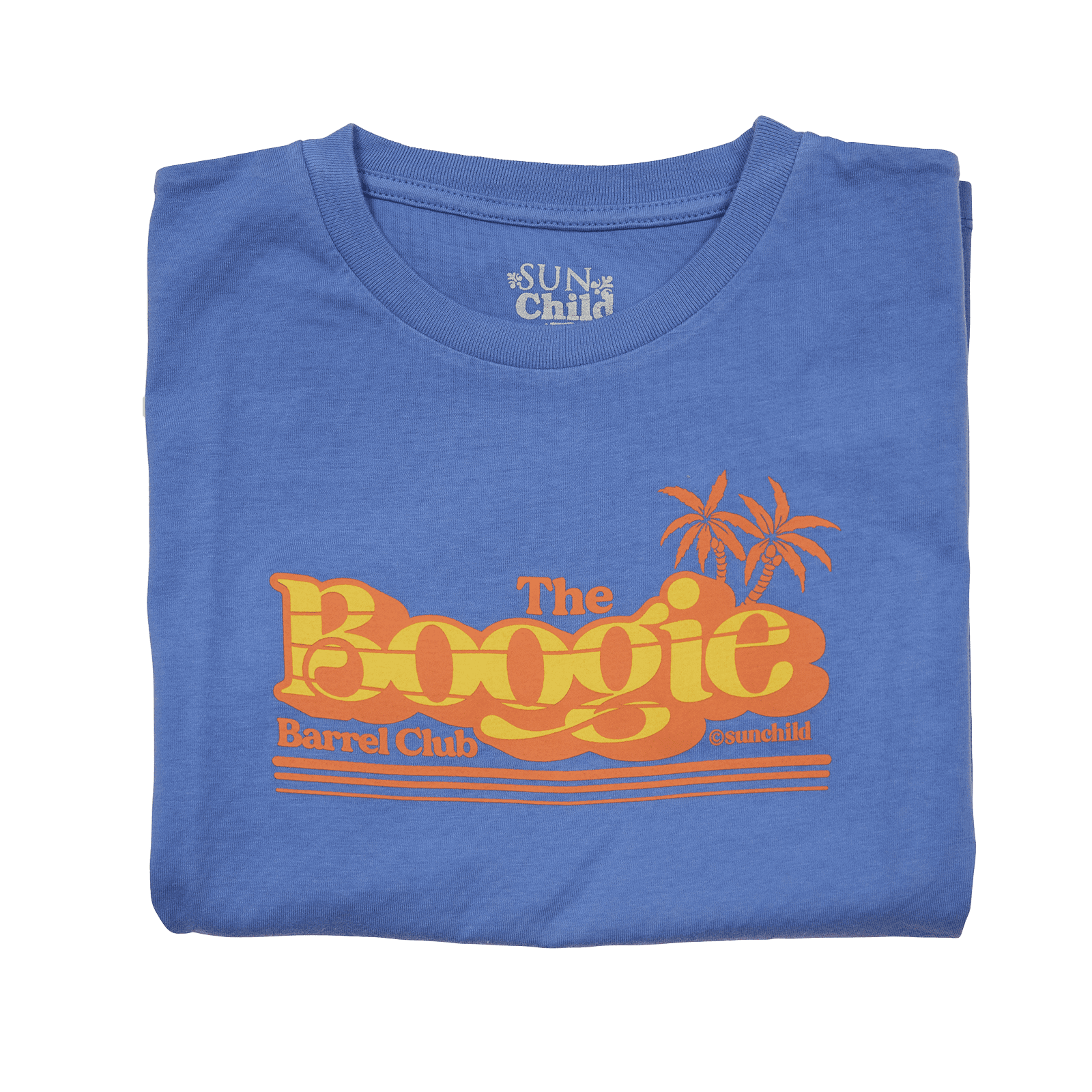 Sweat col rond droit en coton sérigraphié SUNCHILD Bleu