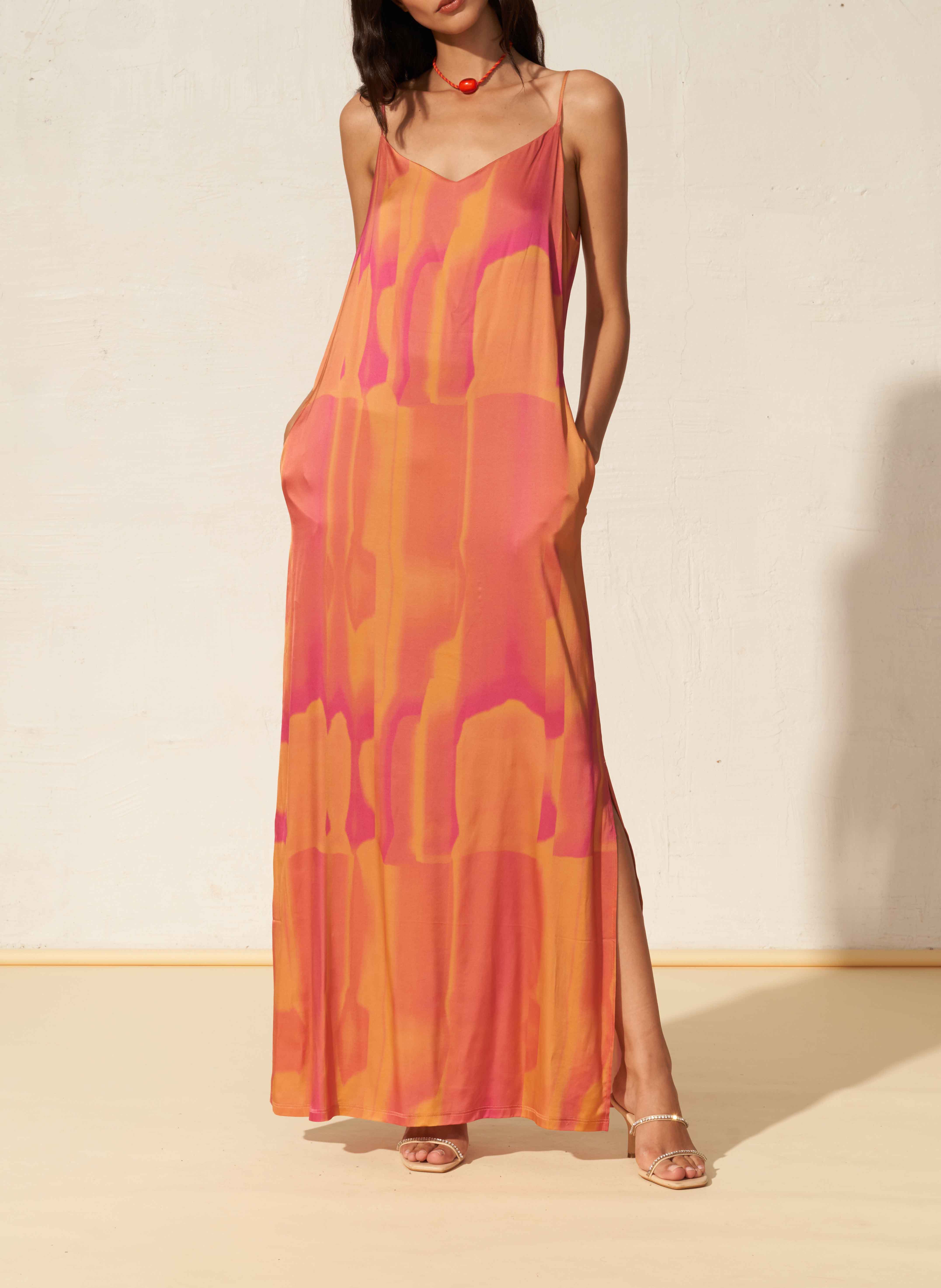 Long printed V-neck dress FETE IMPERIALE Multicolored