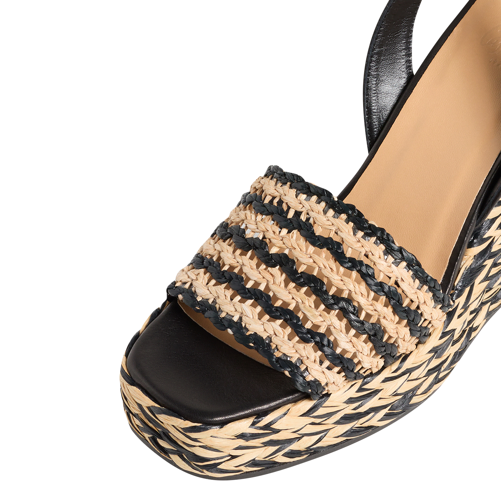 Sandalen met sleehak - deels van raffia CASTANER Veelkleurig