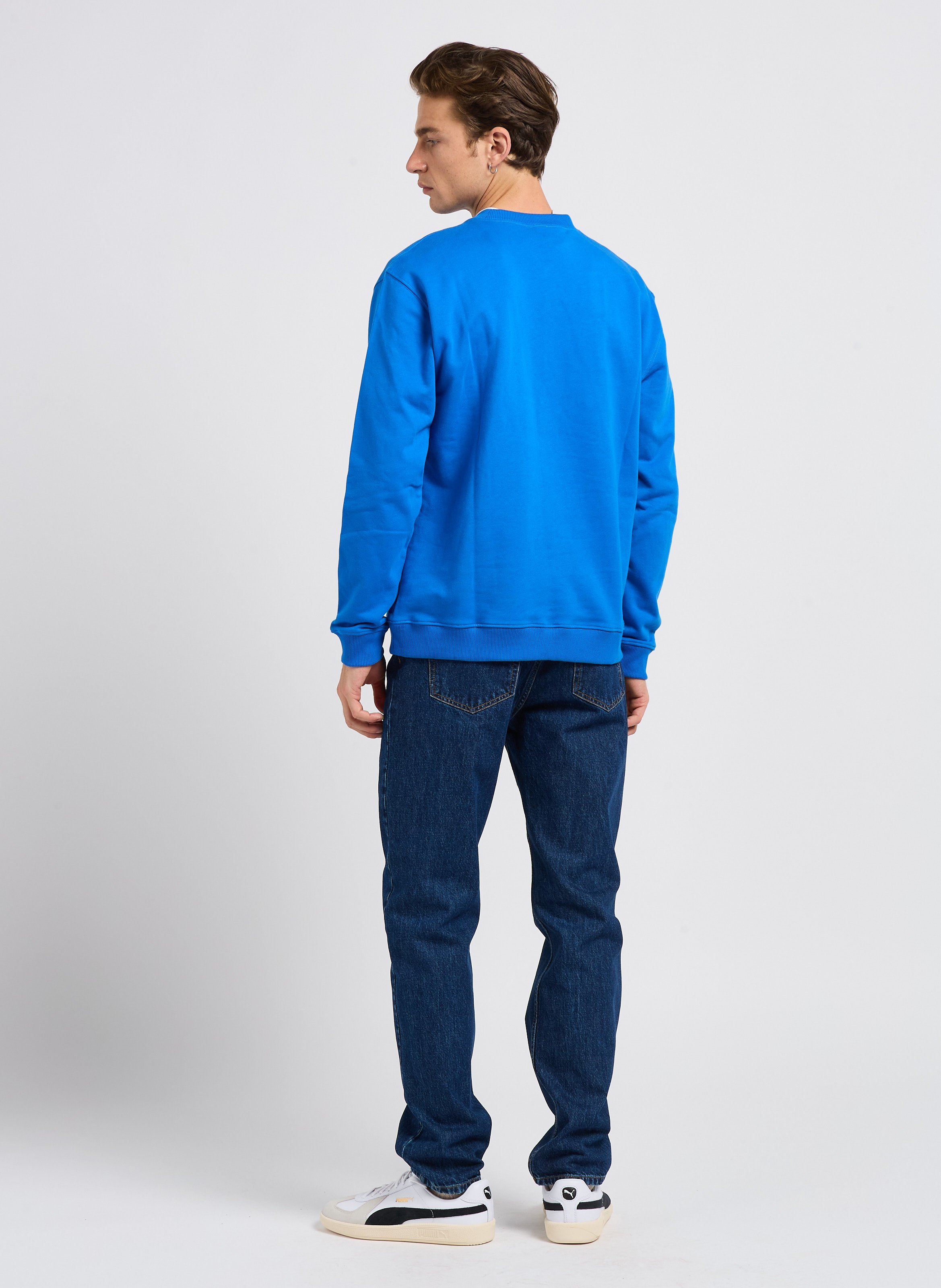 Straight slim-fit stretch cotton pants SAISON 1865 Blue