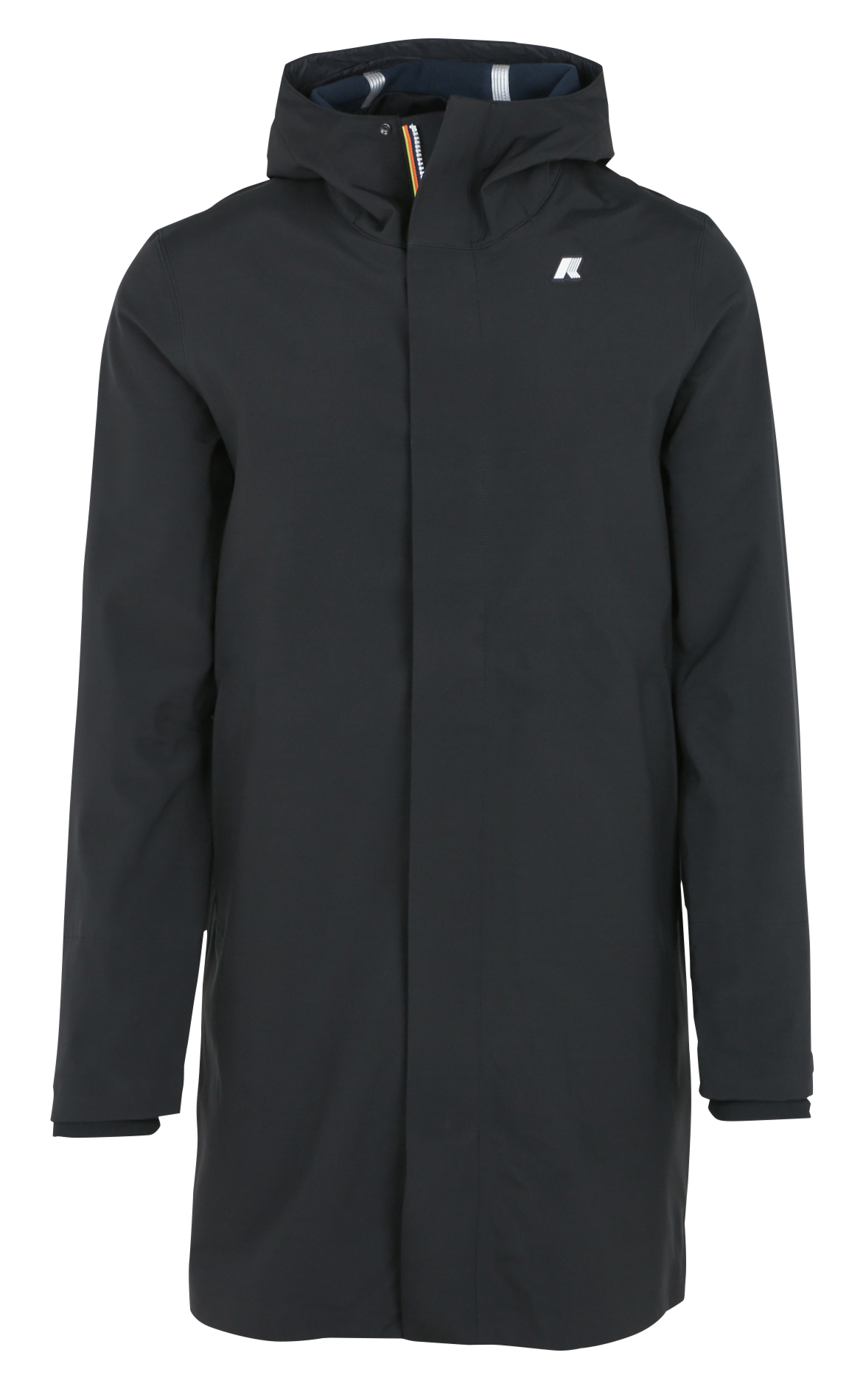 Parka col montant à capuche ajustée Noir