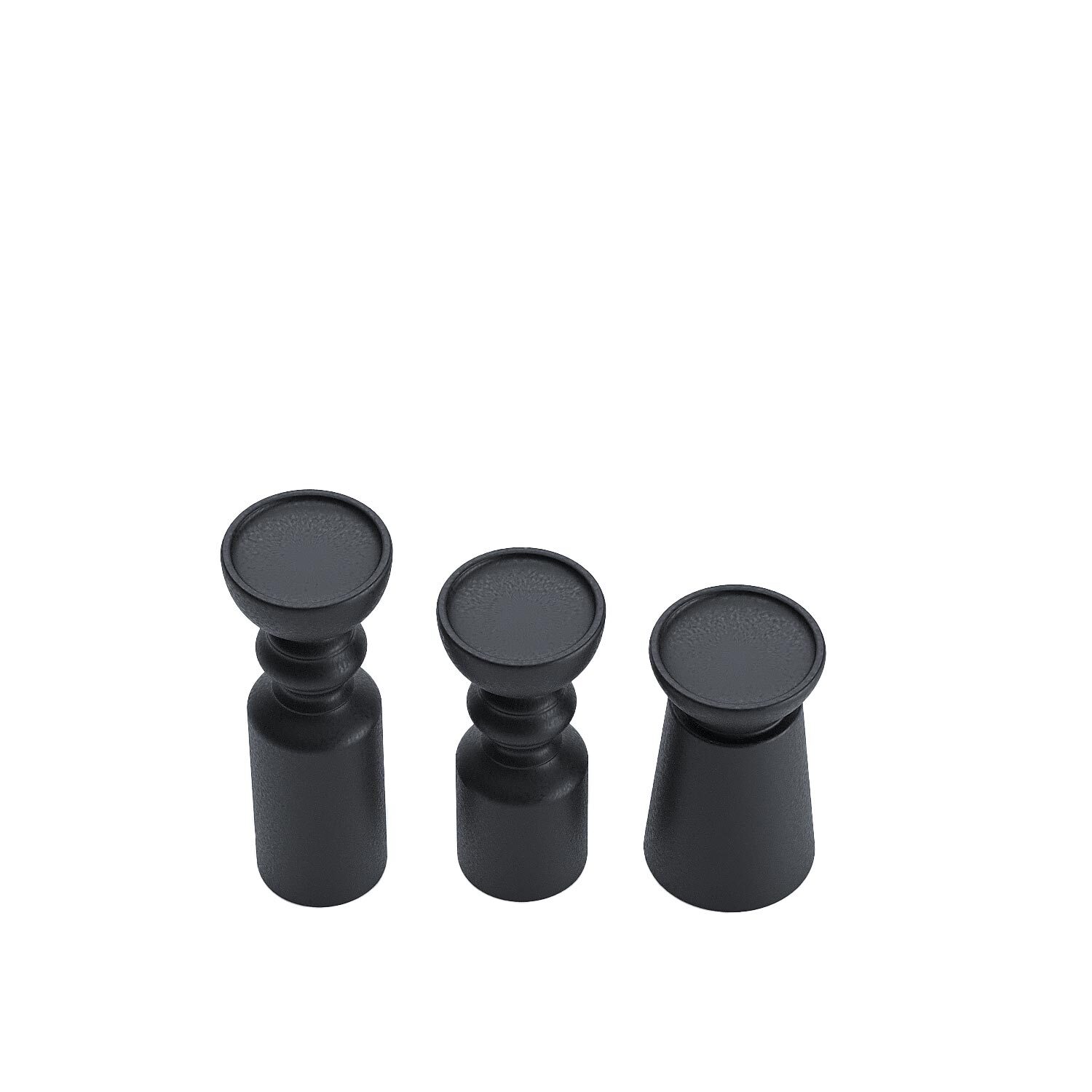 Set of 3 design-led wooden candlesticks POTIRON PARIS Black