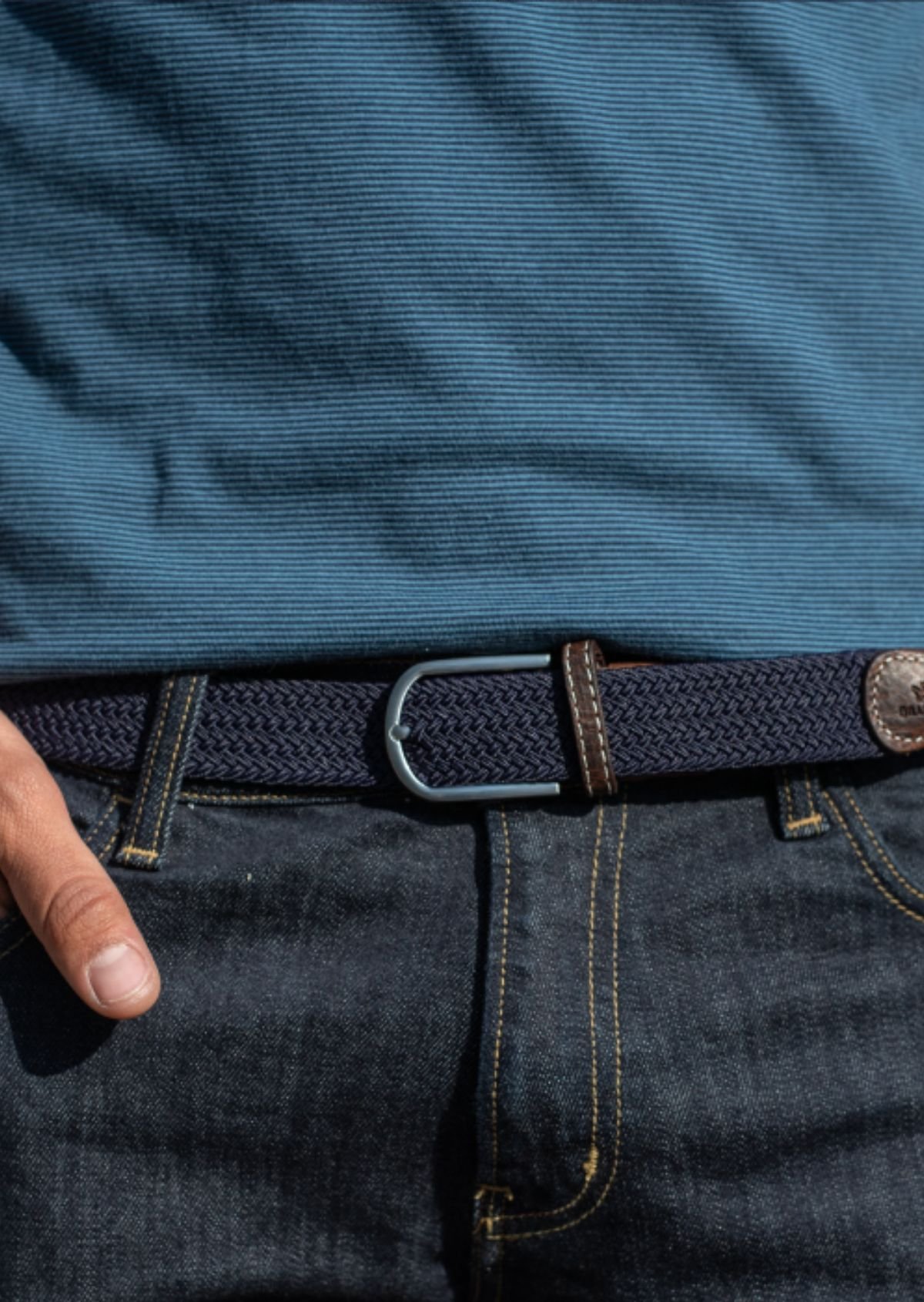 Solid Elastic Braided Belt BILLYBELT Blue