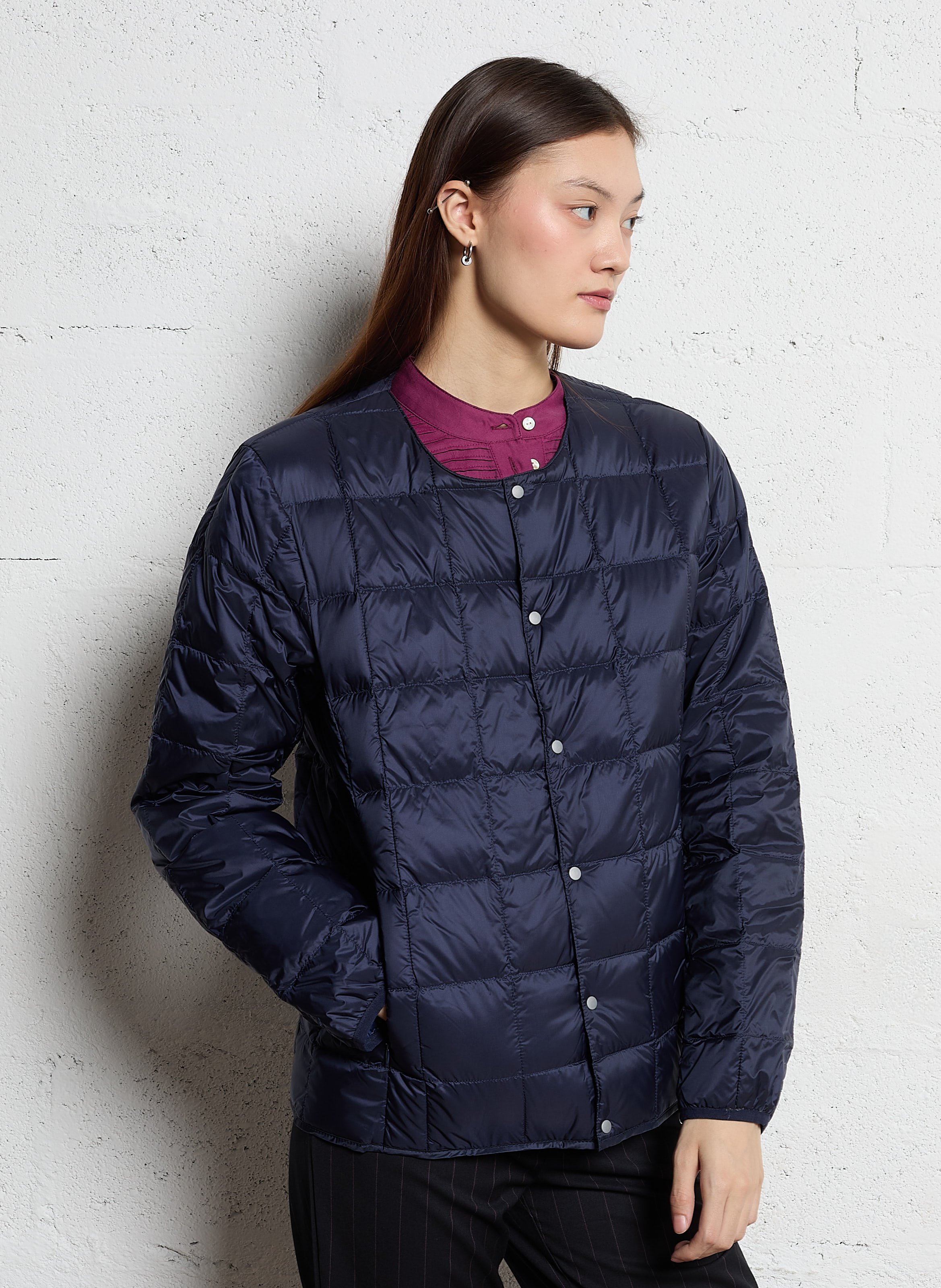 Veste col rond matelassée TAION Bleu