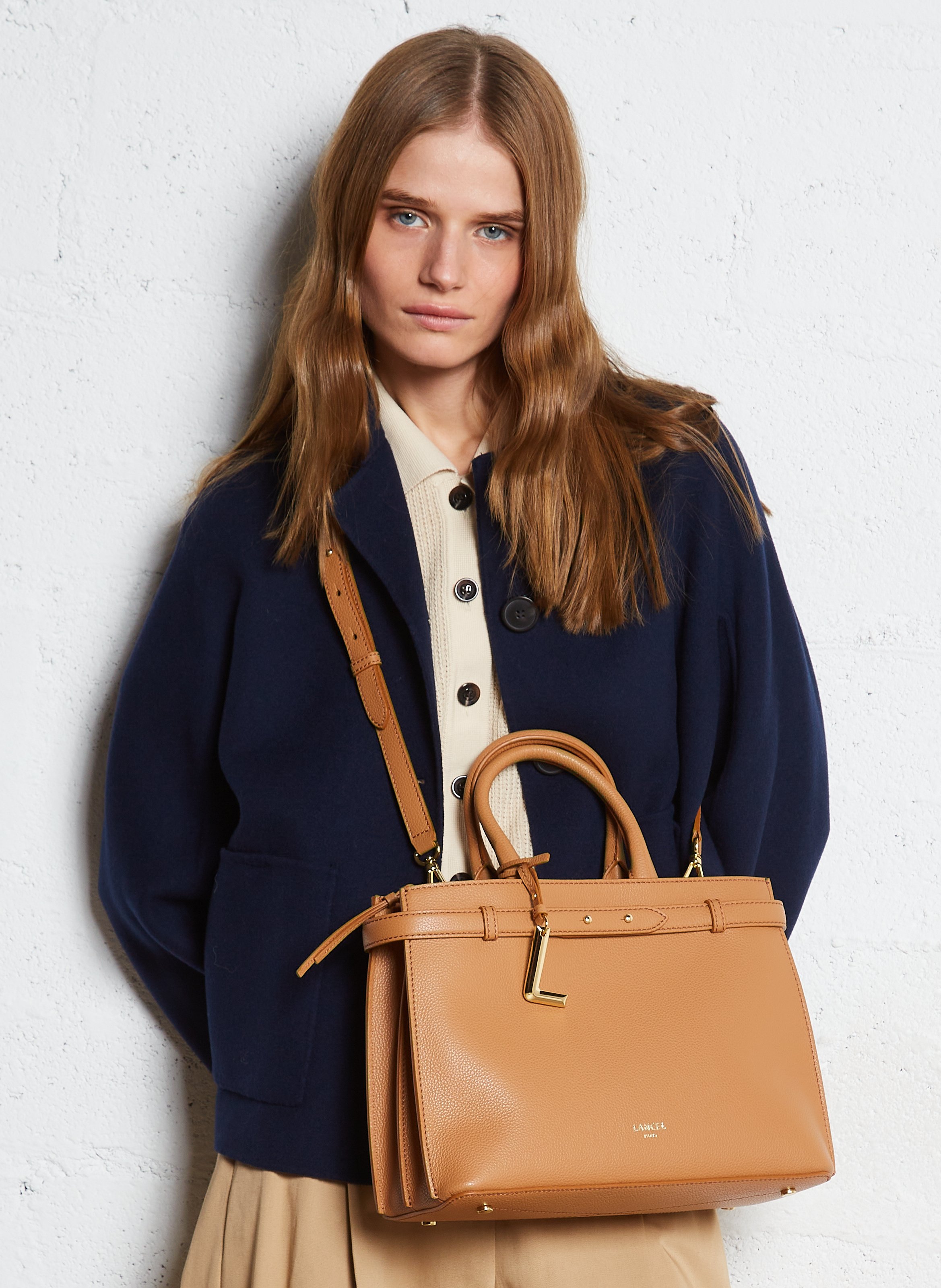 Sac bandoulière en cuir LANCEL Beige