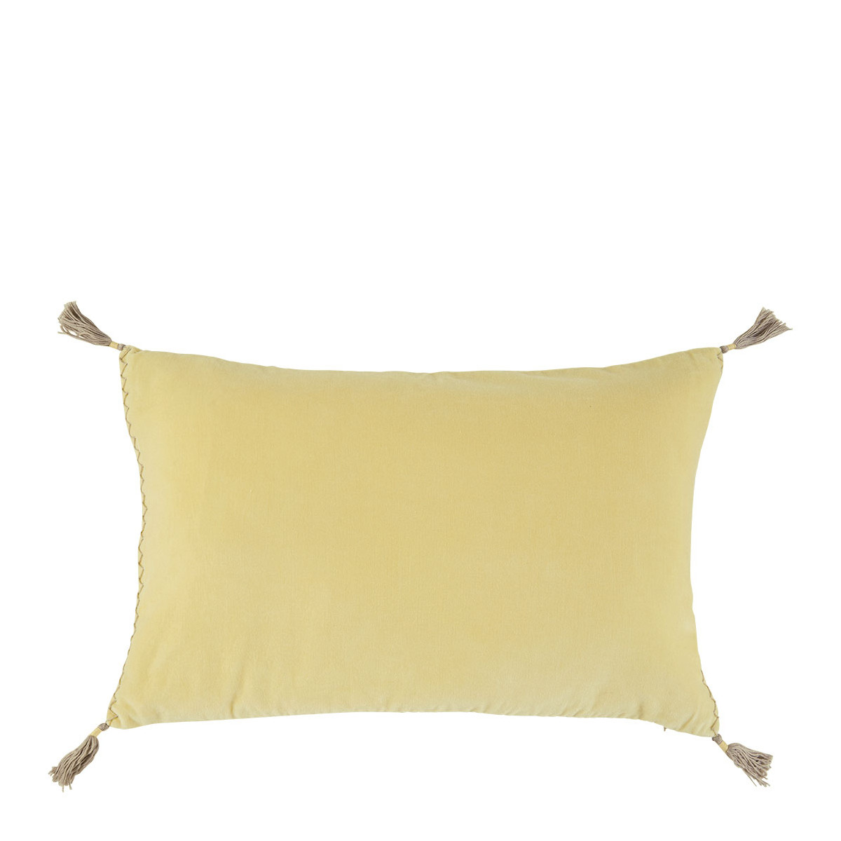 Mattéo cotton velvet cushion cover BLANC D'IVOIRE Yellow