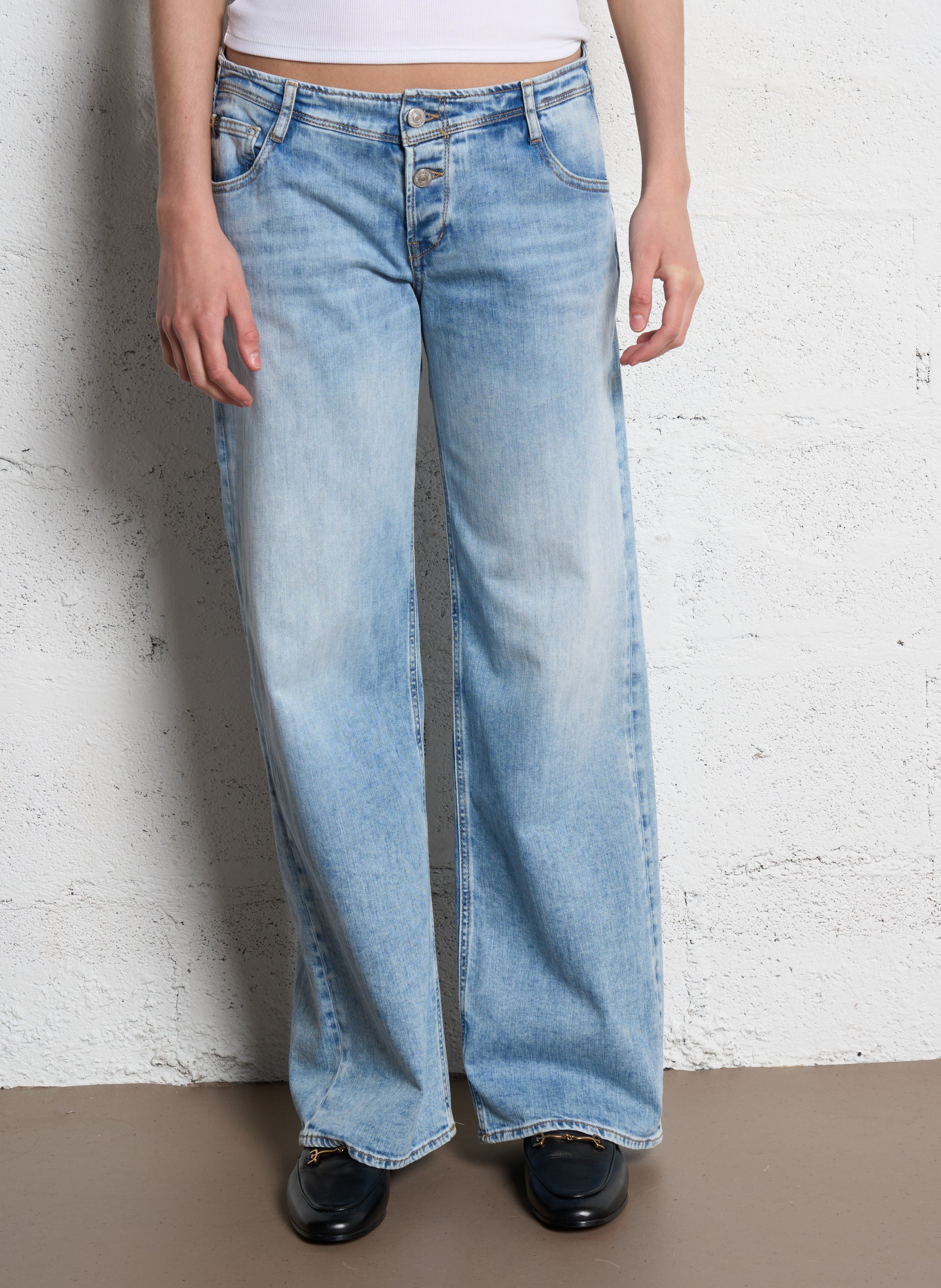 Jean droit en coton mélangé LE TEMPS DES CERISES Bleu