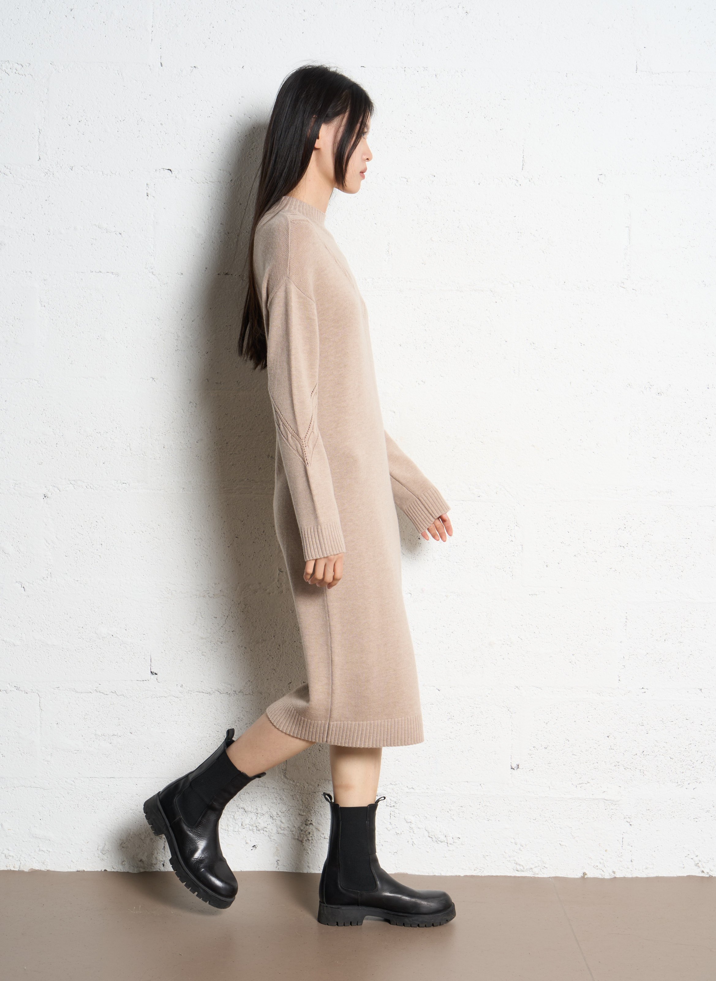 Devoiler short jersey dress with 3/4 sleeves IKKS Beige