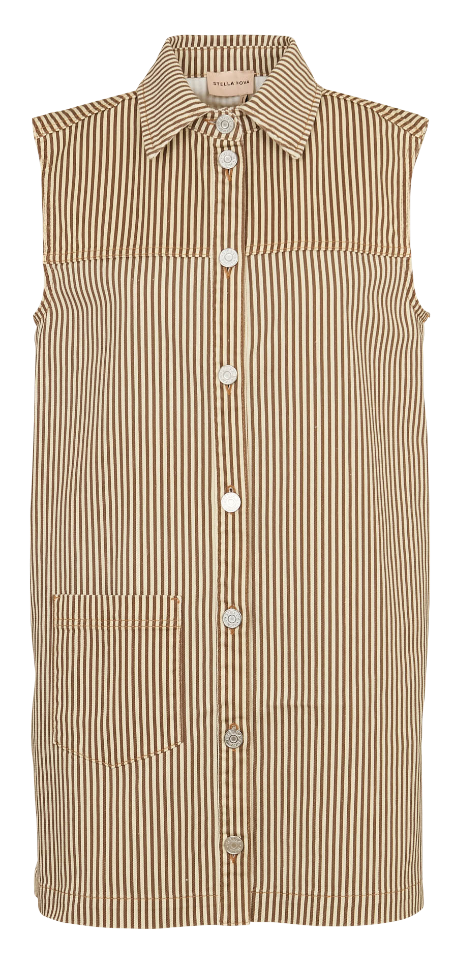 Short organic cotton striped dress Khaki